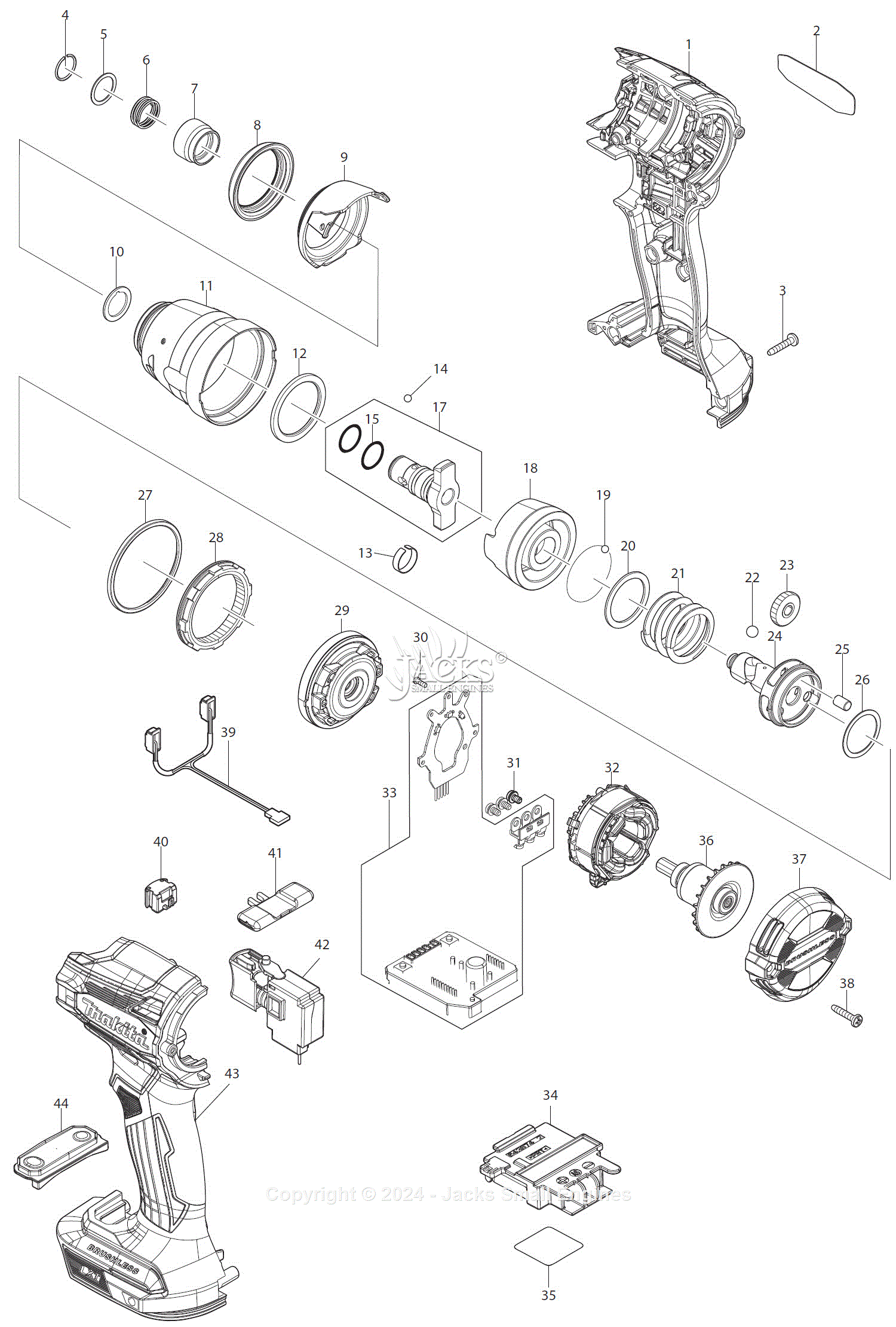 Makita XDT19Z Parts Diagram For Parts List