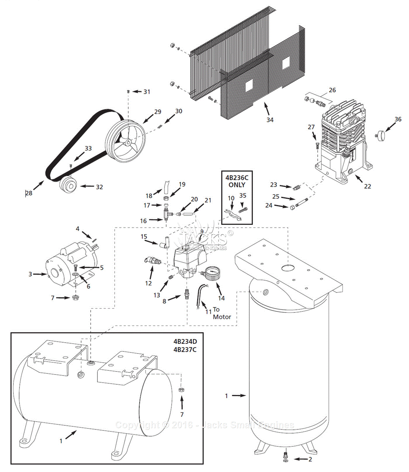 Campbell Hausfeld 4B233E Parts Diagram For Air Compressor Parts