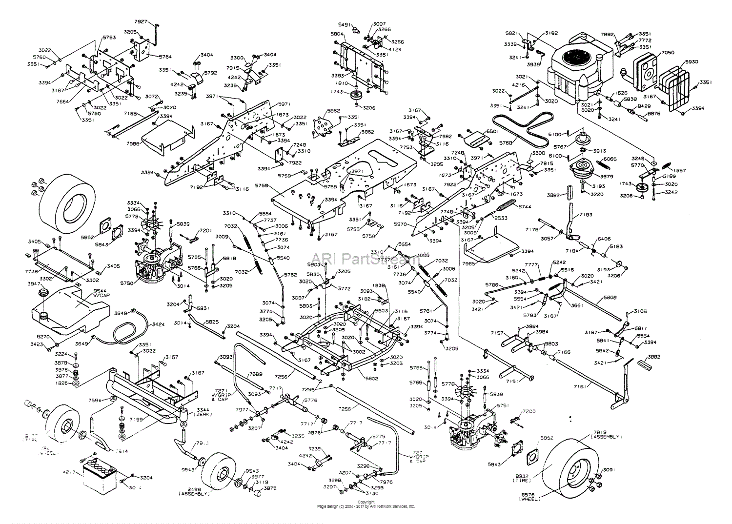 Dixon ZTR K Parts Diagram For CHASSIS