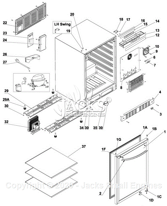 Frigidaire FGBC5334VS Parts Diagram For Spares