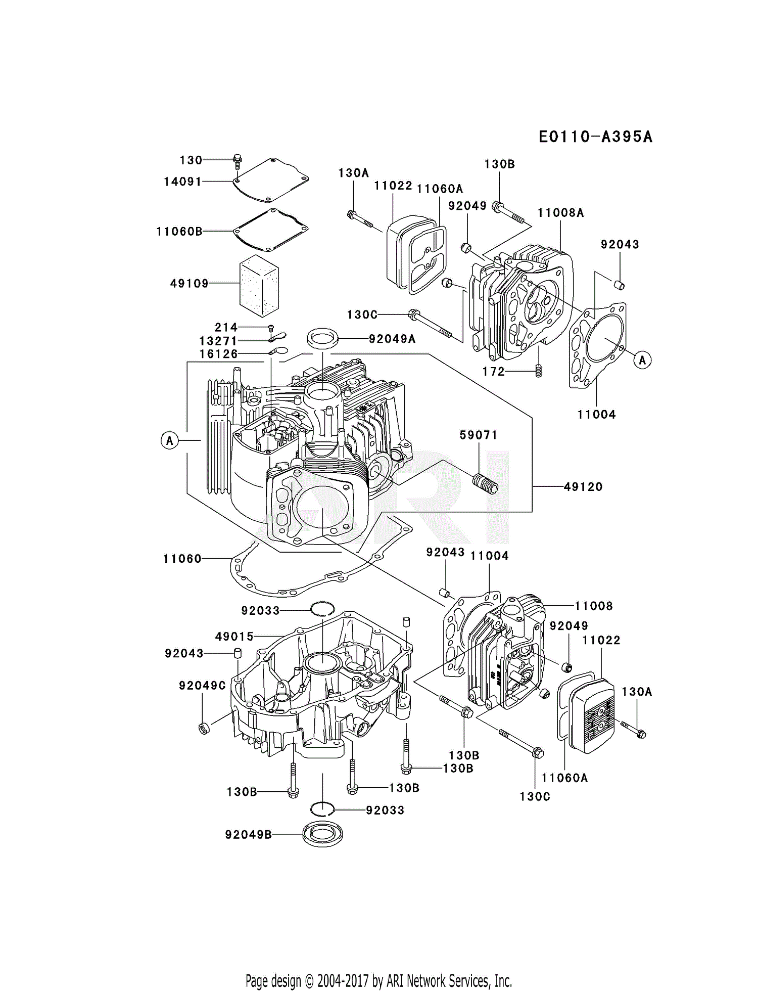 Kawasaki FH680V AS23 4 Stroke Engine FH680V Parts Diagram For CYLINDER