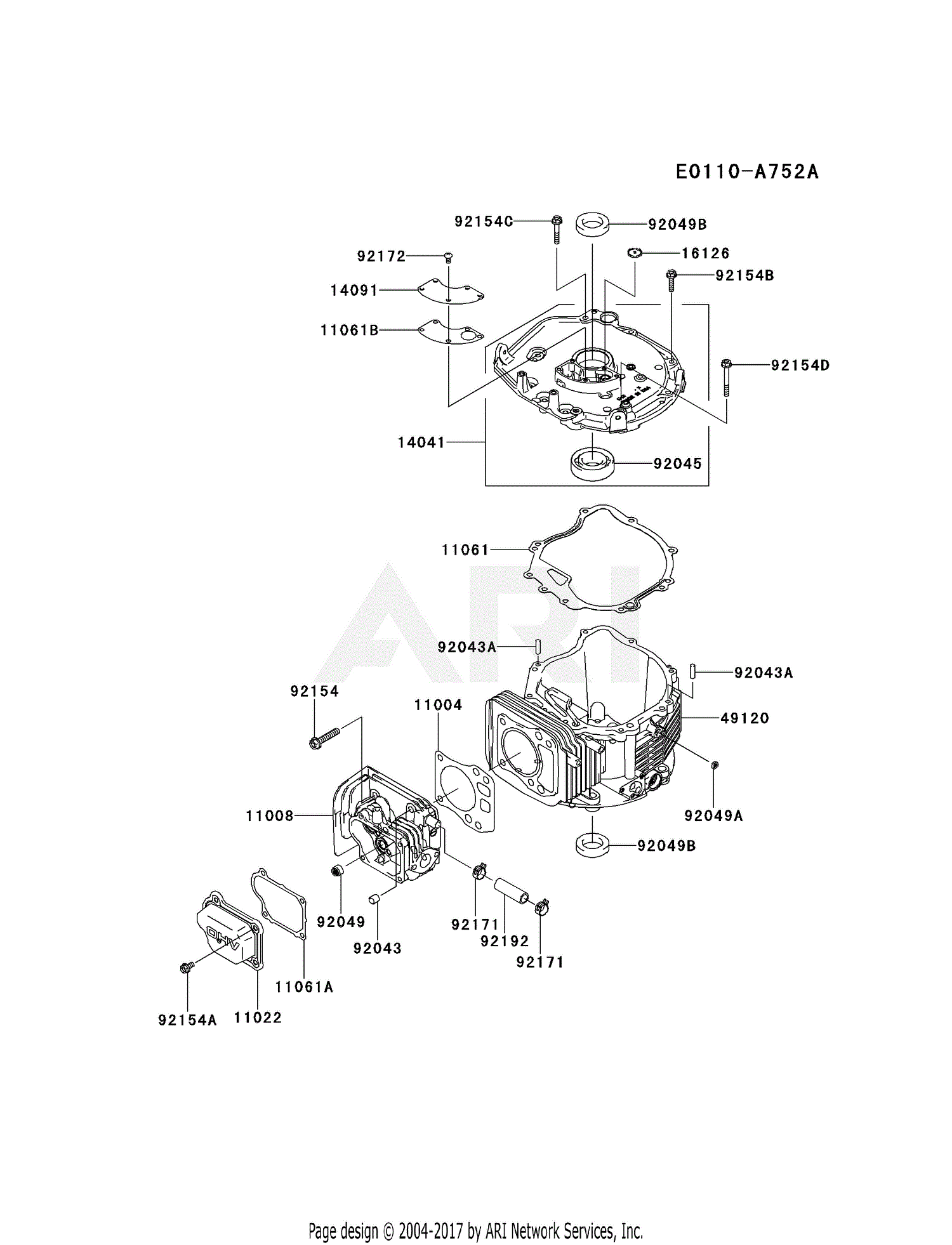 Kawasaki FJ180V AM23 4 Stroke Engine FJ180V Parts Diagram For CYLINDER