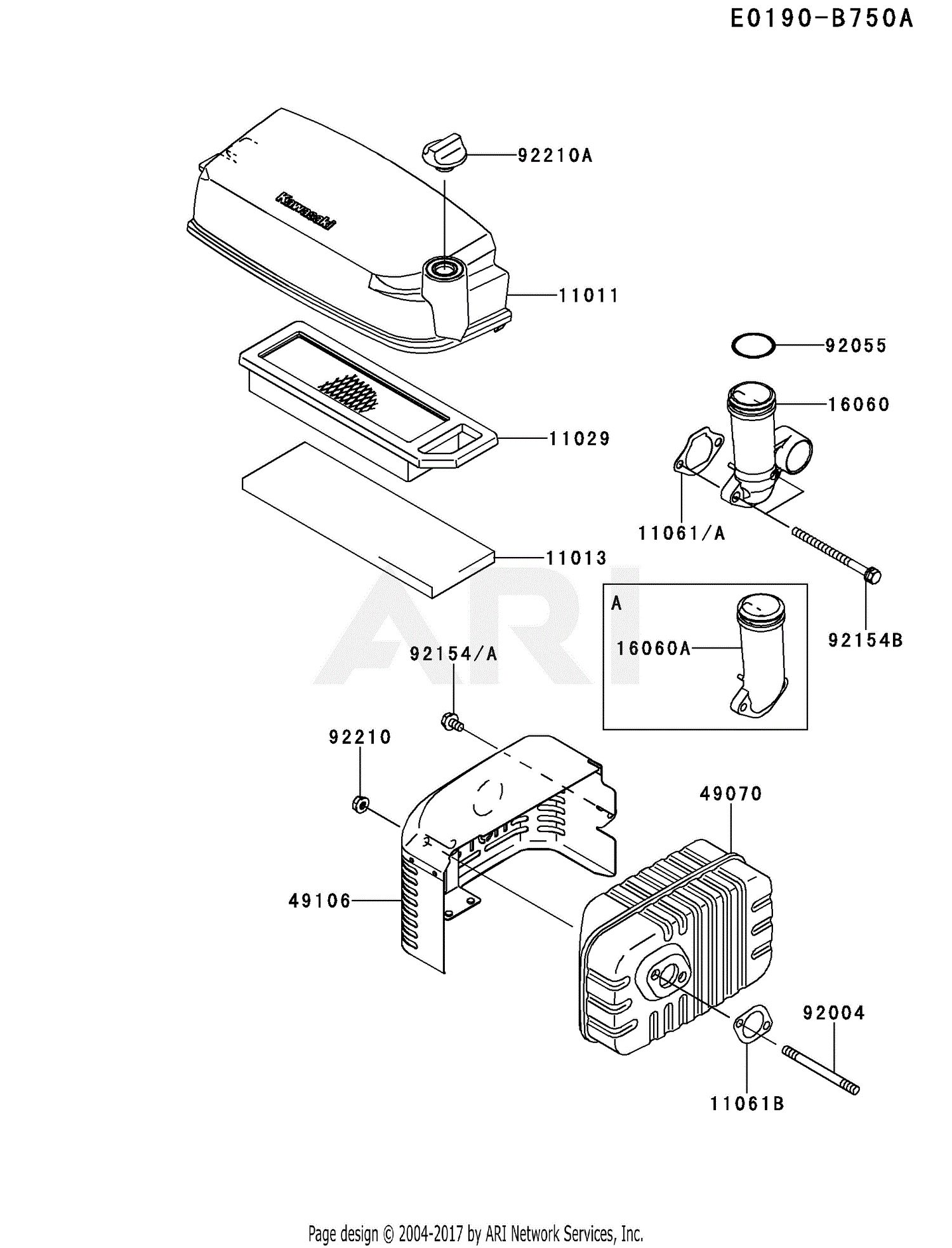 Kawasaki FJ180V BM00 4 Stroke Engine FJ180V Parts Diagram For AIR