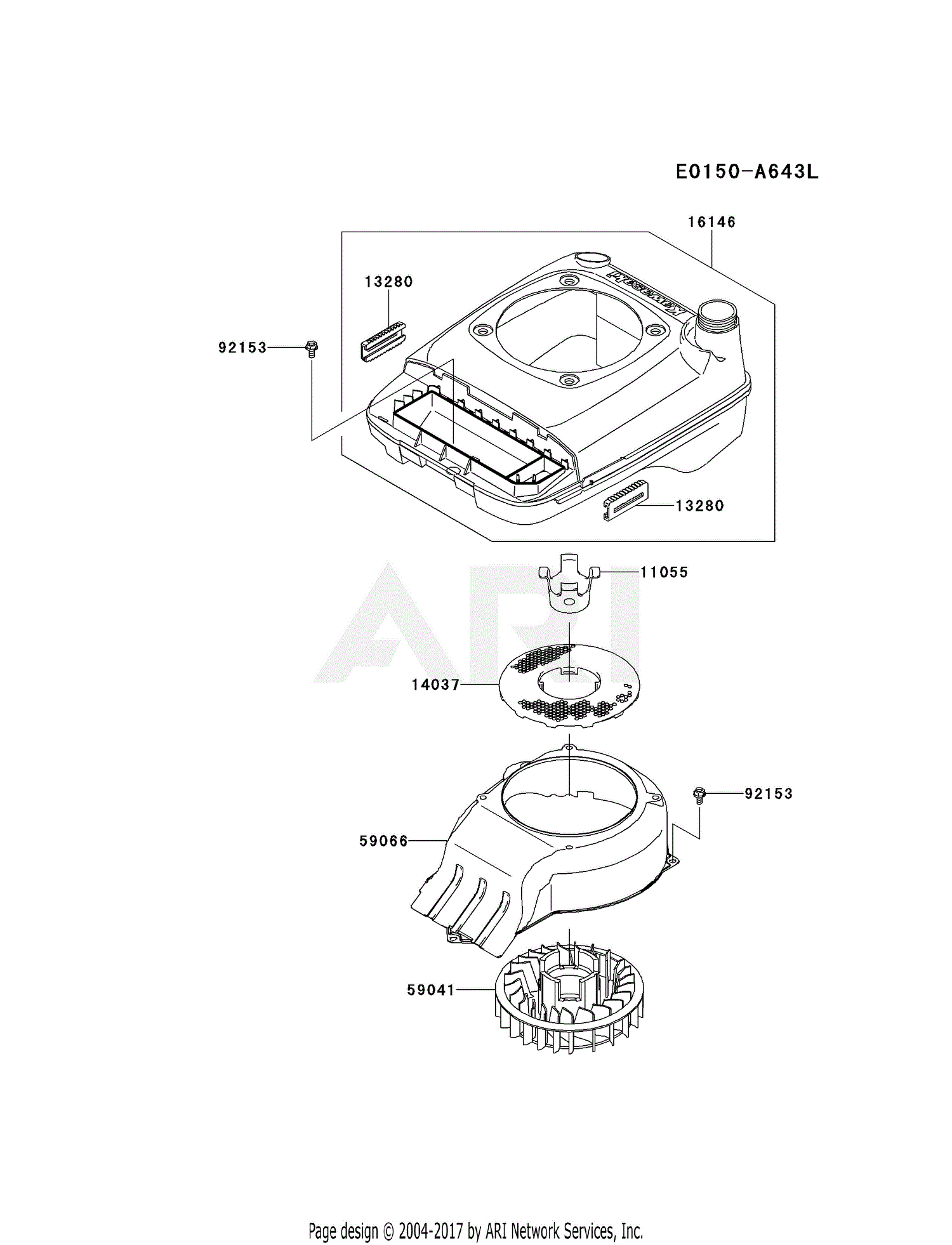 Kawasaki FJ180V ES50 4 Stroke Engine FJ18V Parts Diagram For COOLING