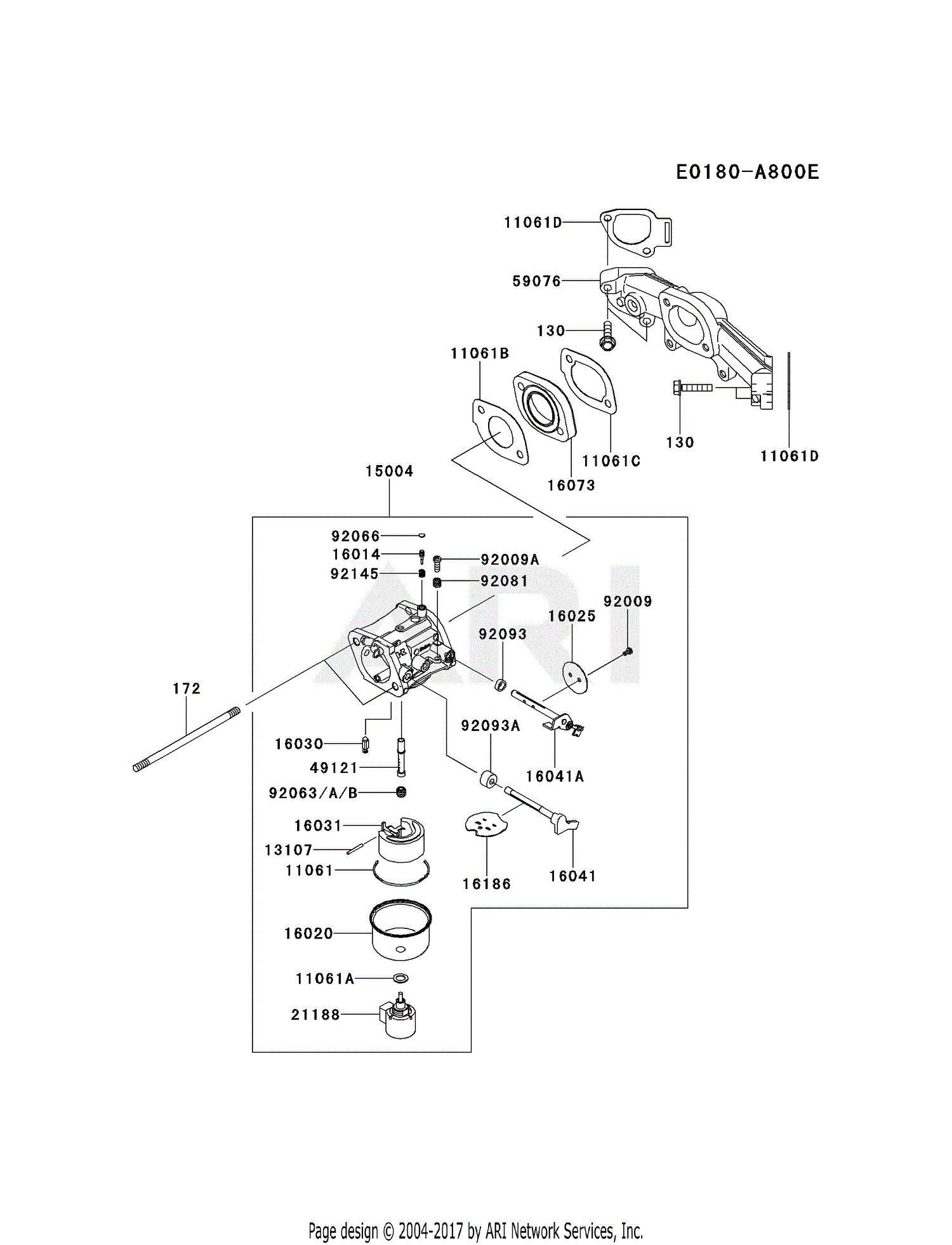 Kawasaki FR730V AS11 4 Stroke Engine FR730V Parts Diagram For CARBURETOR