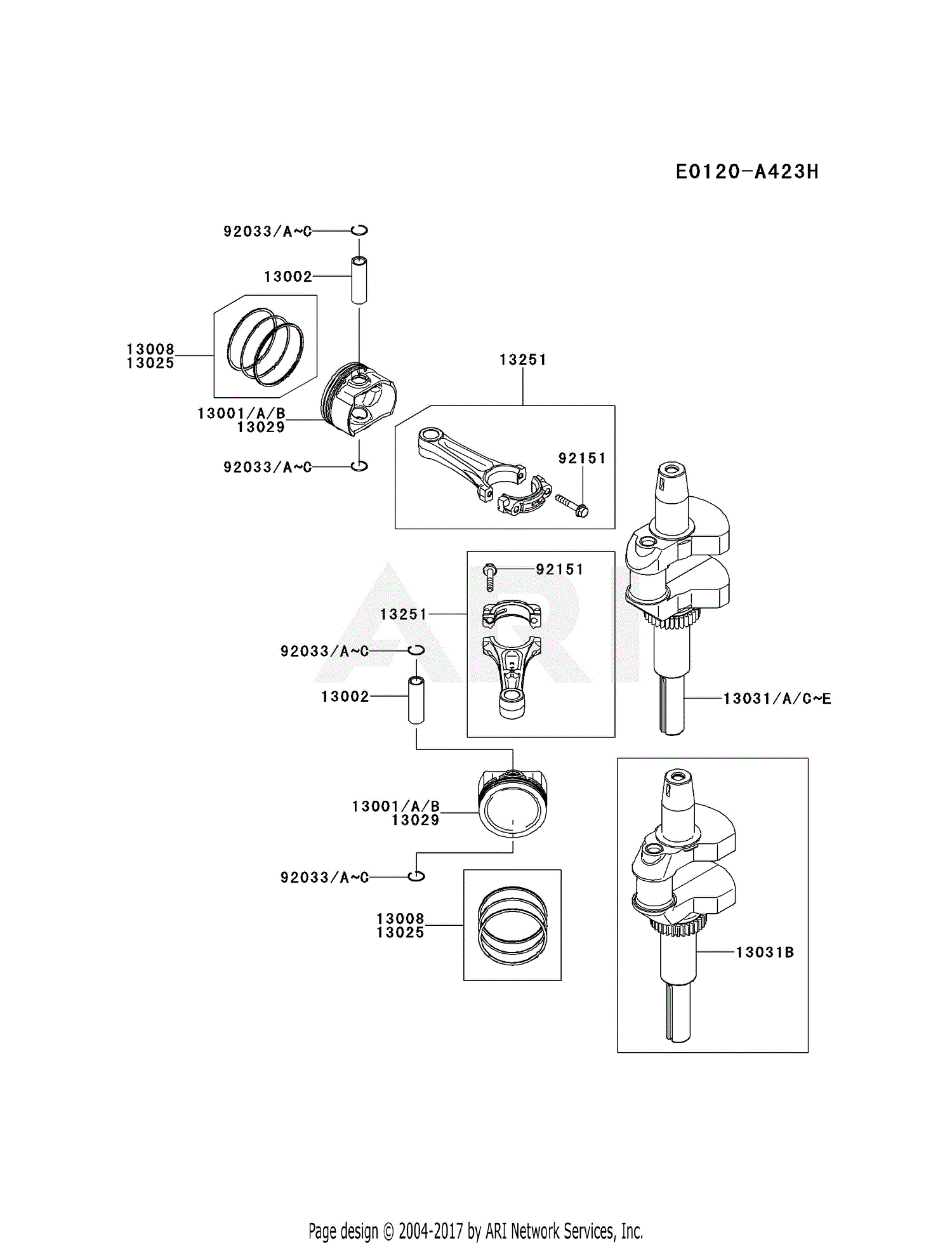 Kawasaki FS481V AS00 4 Stroke Engine FS481V Parts Diagram For PISTON