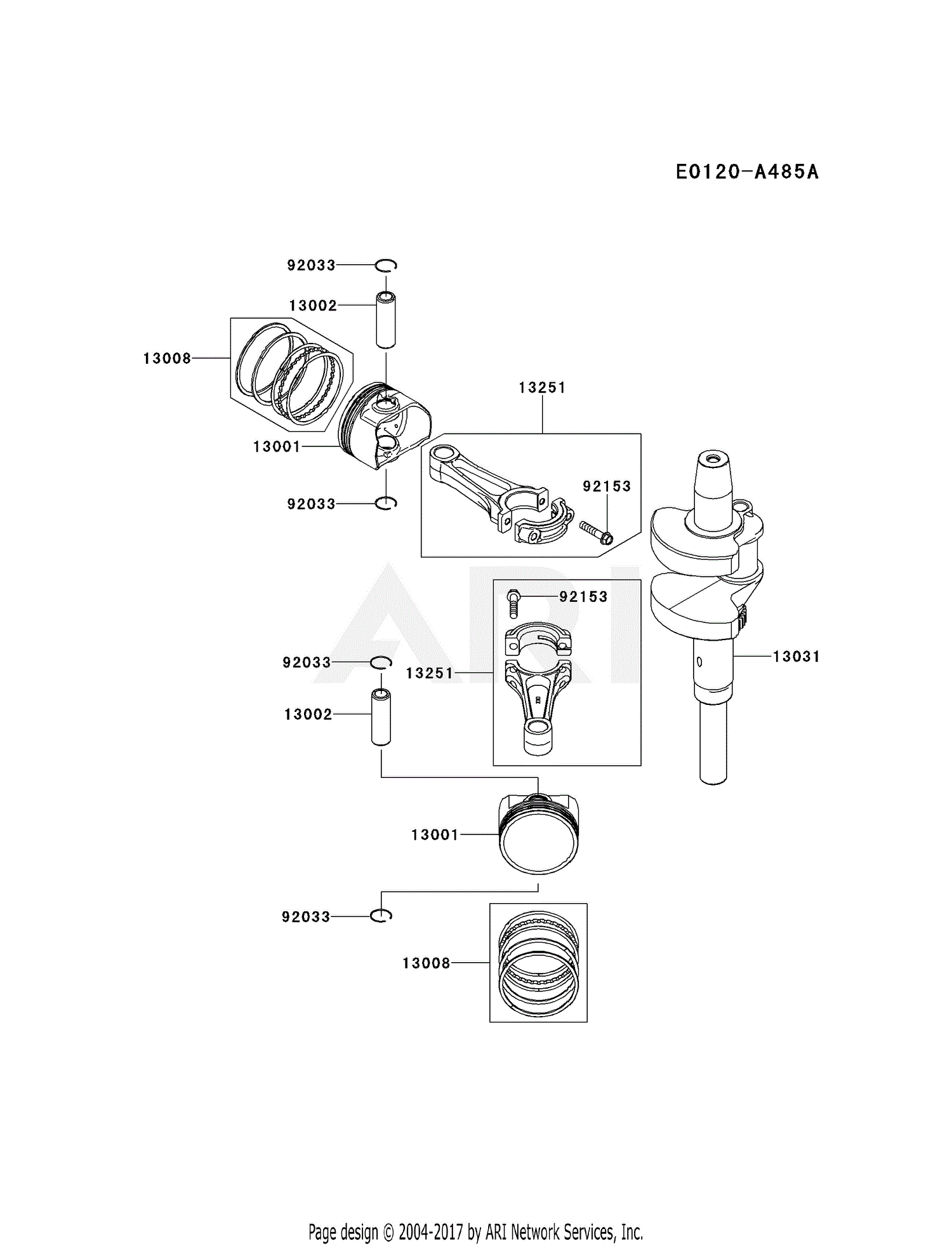 Kawasaki FX801V BS13 4 Stroke Engine FX801V Parts Diagram For PISTON