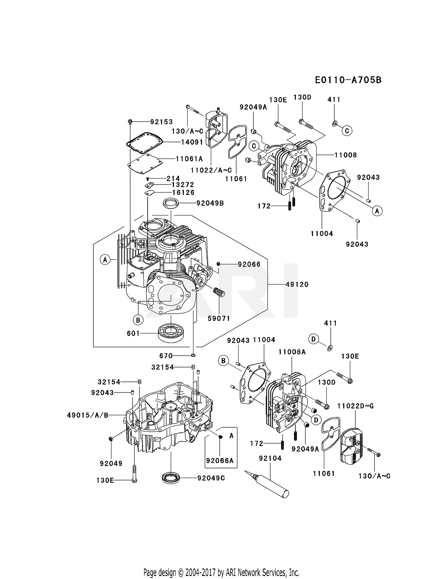 Kawasaki FX850V DS08 4 Stroke Engine FX850V Parts Diagram For CYLINDER