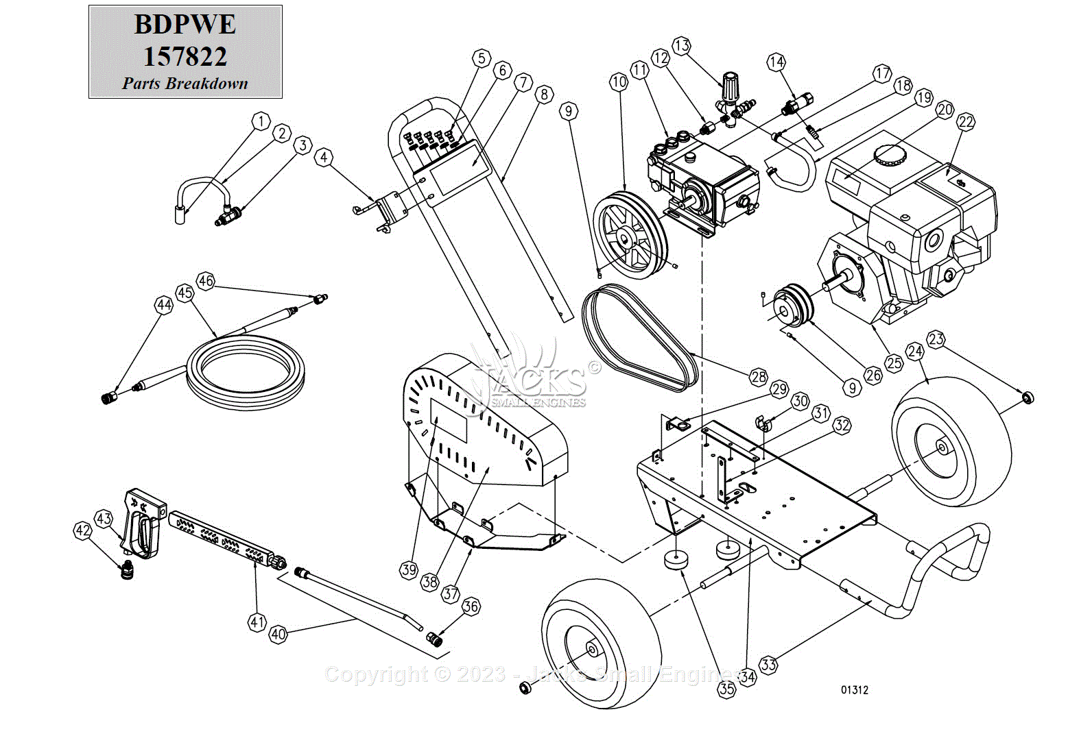 Northstar 157822E Parts Diagram For BDPWC Parts Breakdown