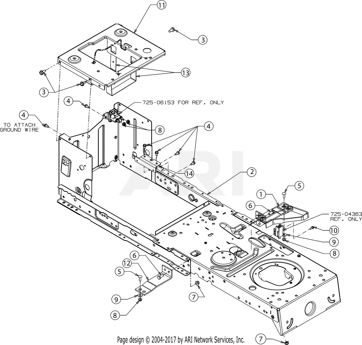 Troy Bilt 13WN77BS011 Pony 2017 Parts Diagram For Frame