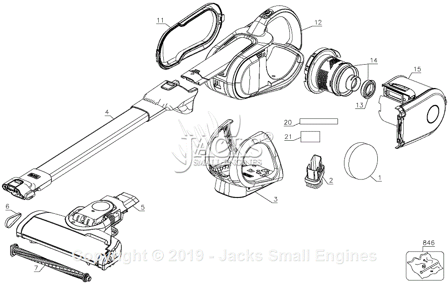 Black & Decker BDH2000L Type 1 Parts Diagram for Vacuum