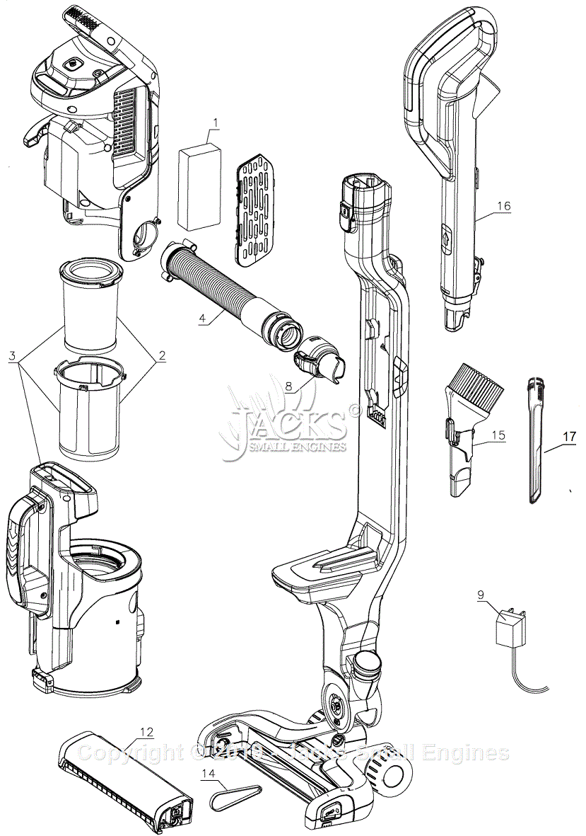 Black Decker HCUA525JP Parts Diagram for Vacuum