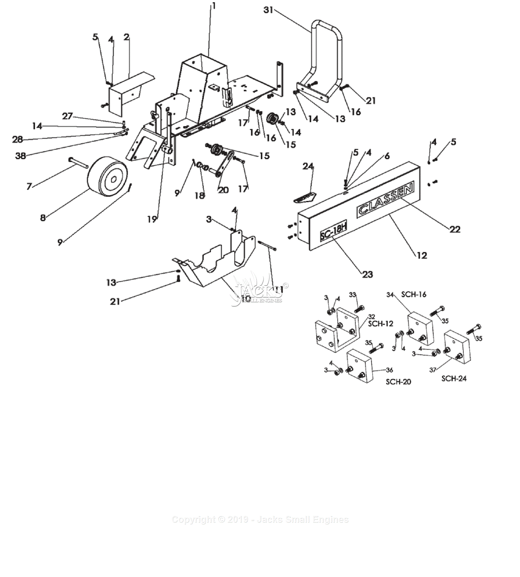 Classen SCHV-18/5.5 (SN 000101 & Up) Parts Diagram for Main Frame