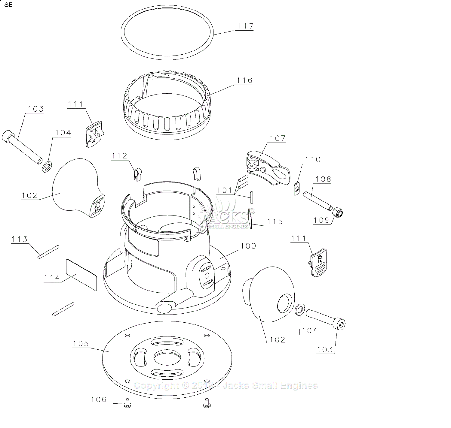 Dewalt DW618 TYPE 2 Parts Diagram for FIXED BASE