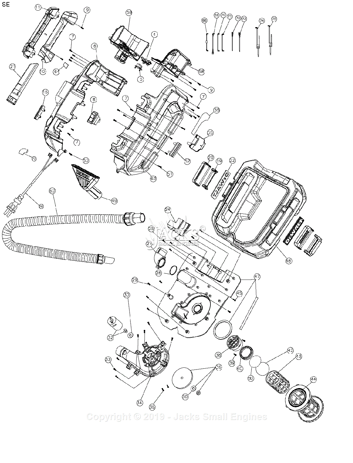 Dewalt DCV581H Type 1 Parts Diagram for DEFAULT