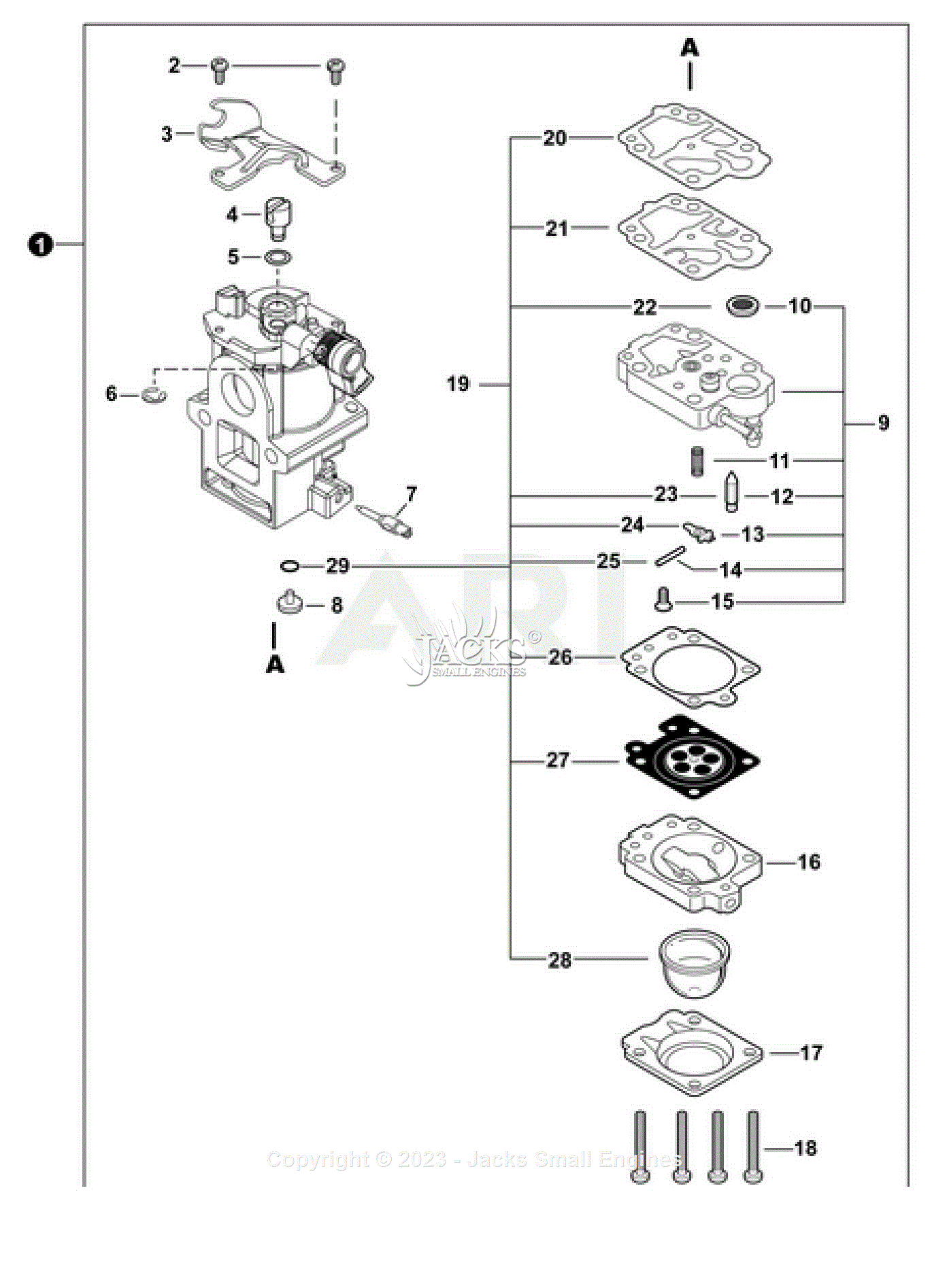 Echo PB-9010H SN P53315001001 - P53315999999 Parts Diagram for Carburetor