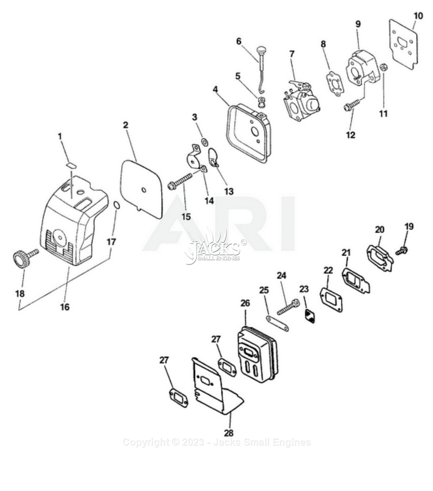 Echo HCA-2400 Parts Diagram for Intake, Exhaust