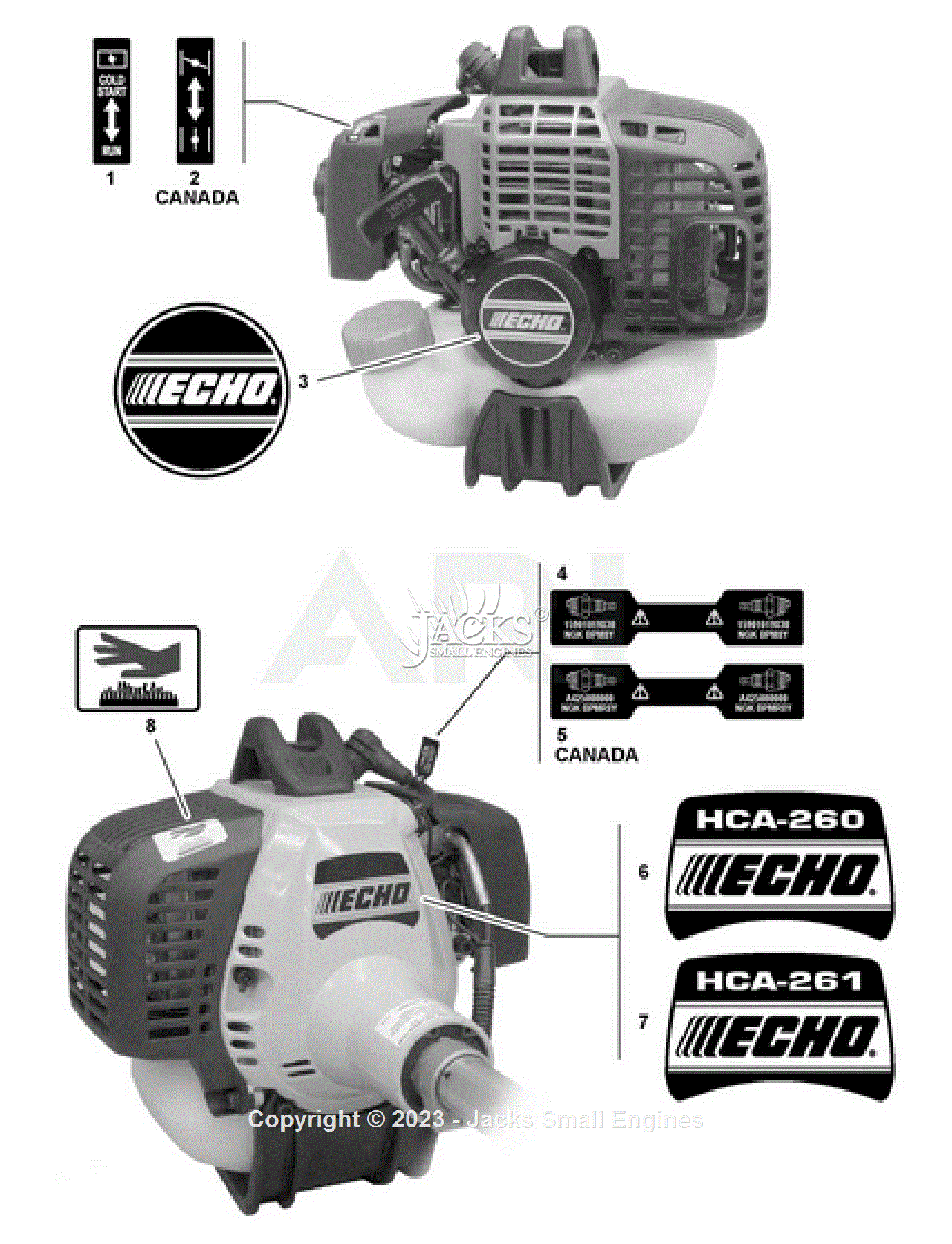 Echo HCA-260 SN 06001001 - 06999999 Parts Diagram for Labels