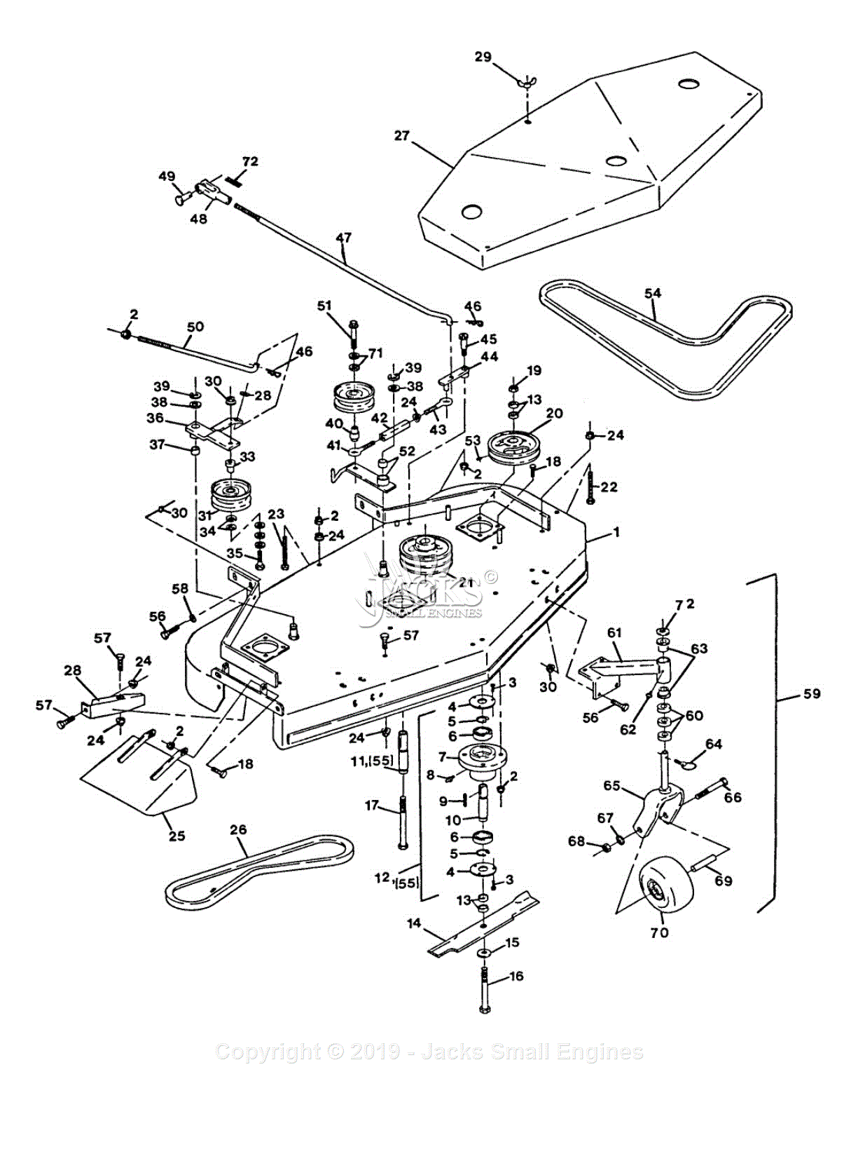 Exmark V48-14KO-H S/N 80,000-89,999 (1993) Parts Diagram for 48