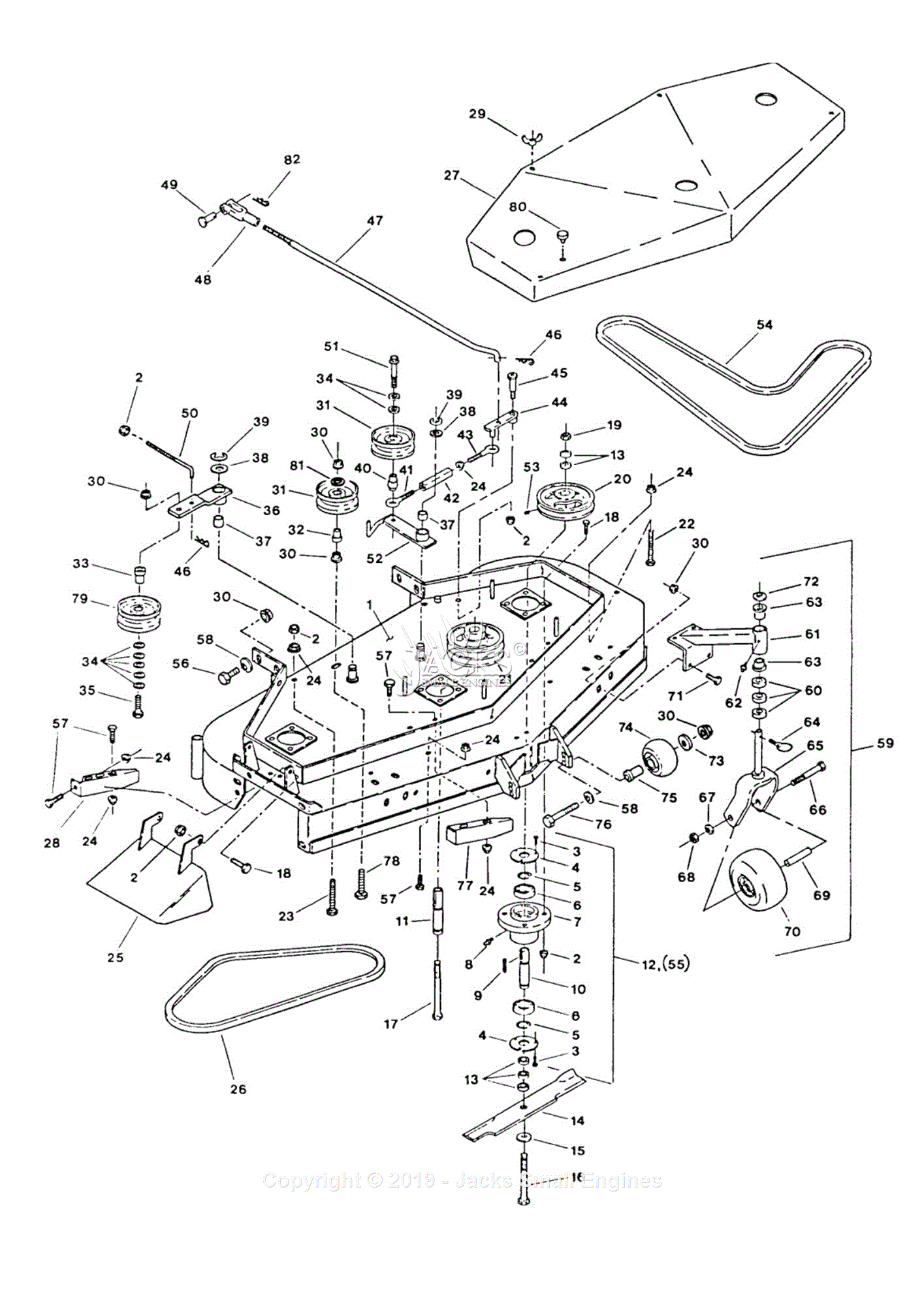 Exmark V48-14KO-H S/N 90,000-101,999 (1994) Parts Diagram for 52