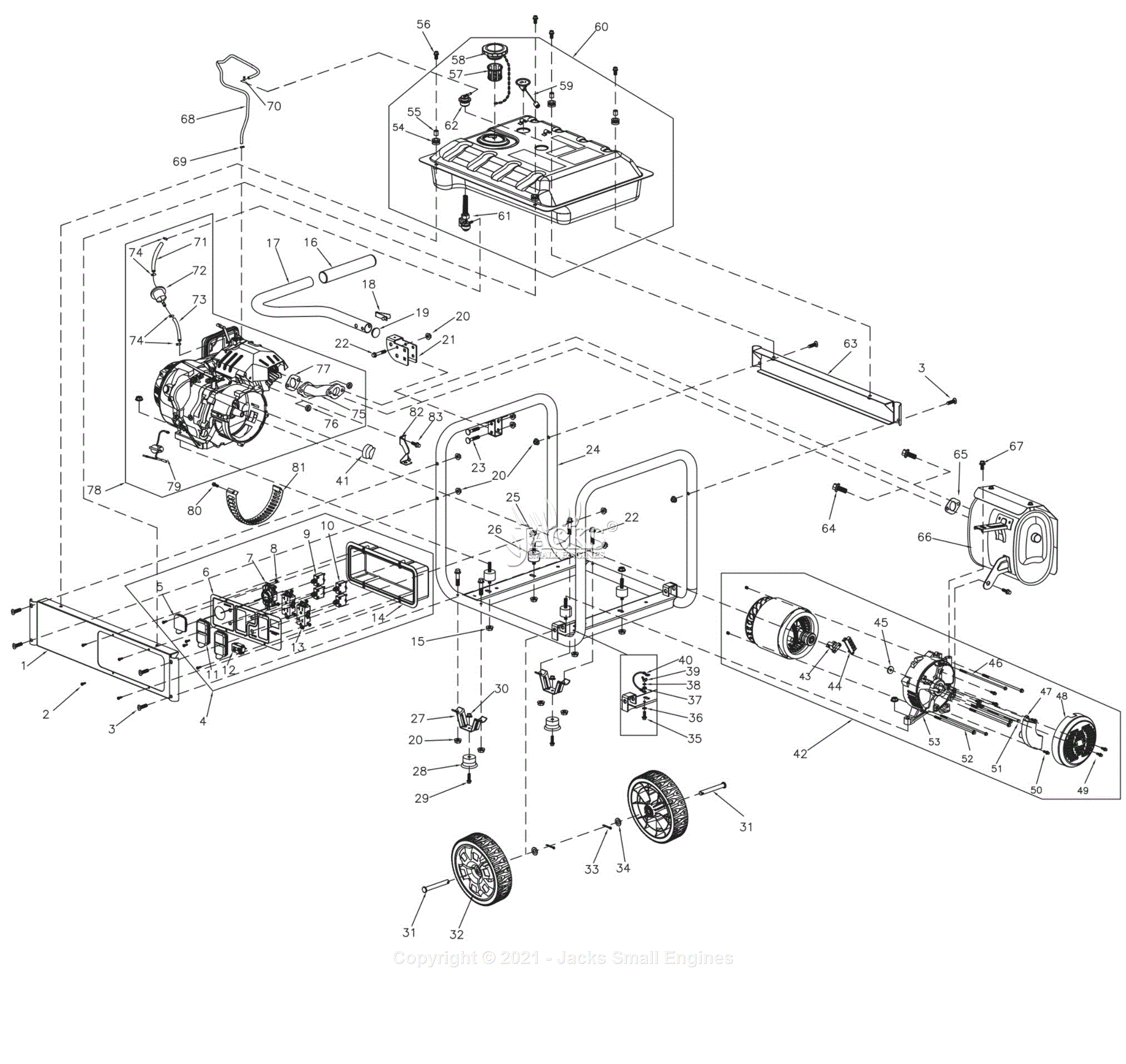 Generac G0076700 Parts Diagram for Unit