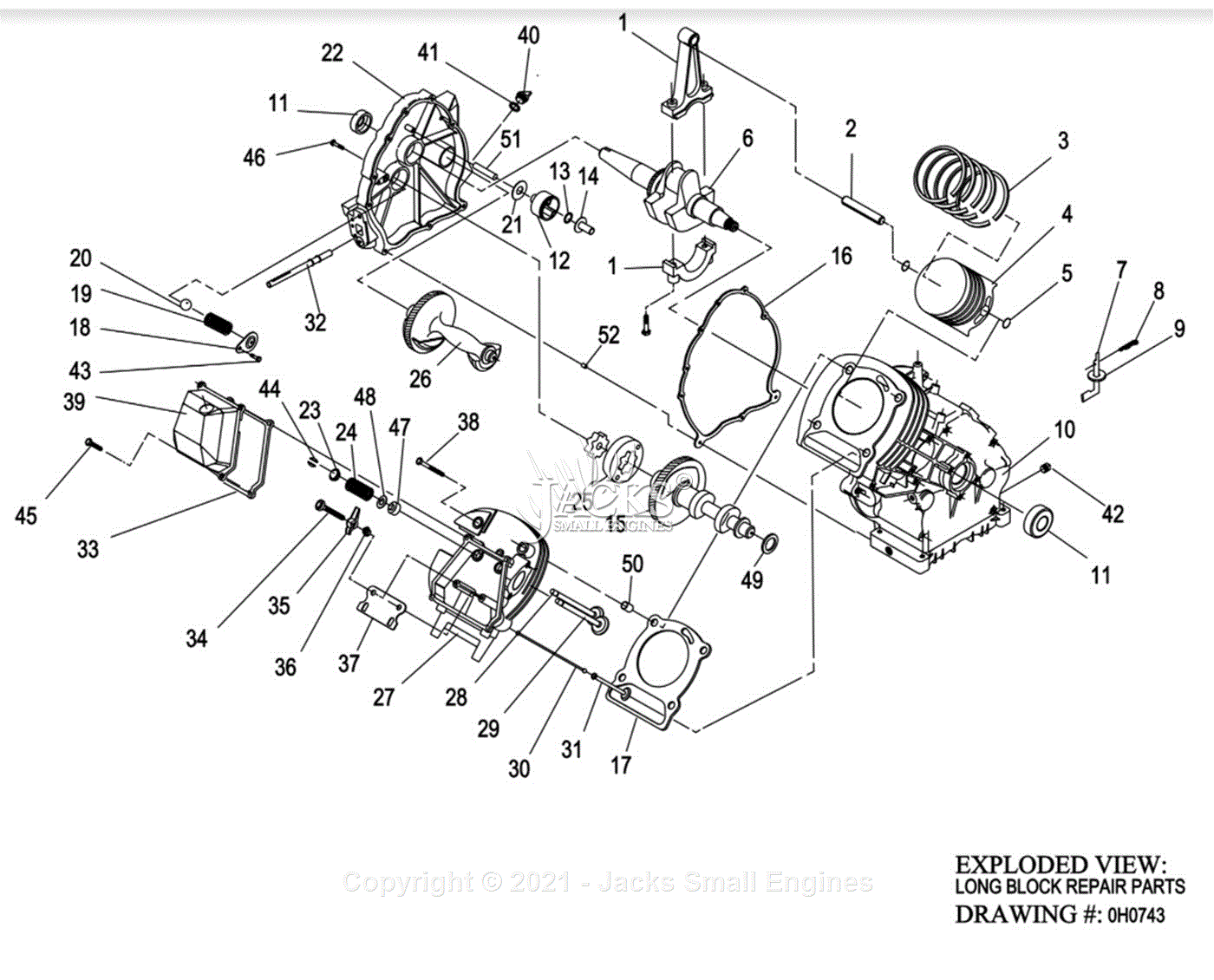 Generac 0056250 Parts Diagram for Engine - Page 1