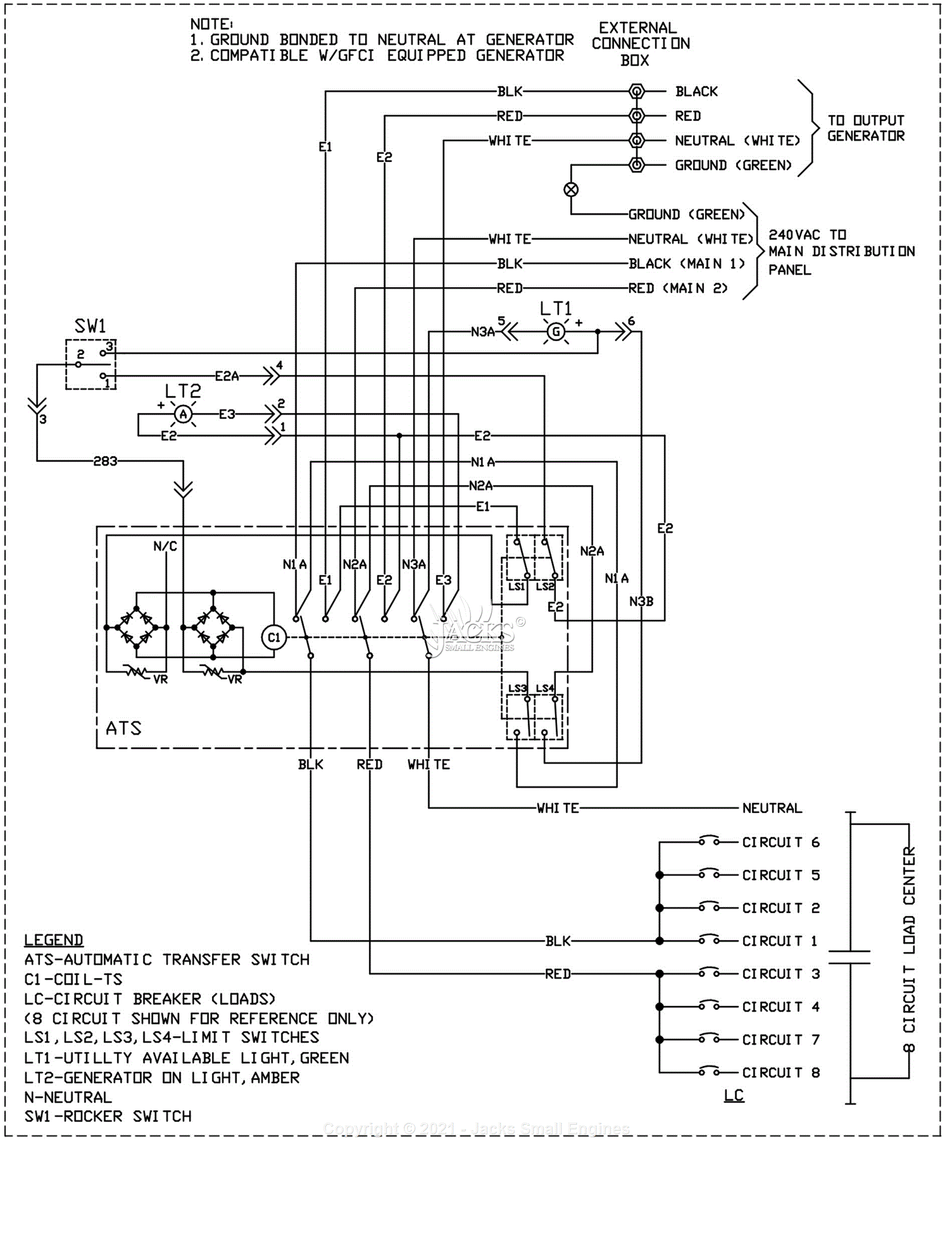 Generac G0068651 Parts Diagram for Wiring Diagram - SD MAN TRANSFER SW