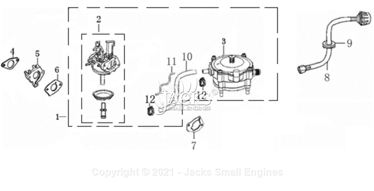 Generac 006001R0 Parts Diagram for Engine 8 Carburetor