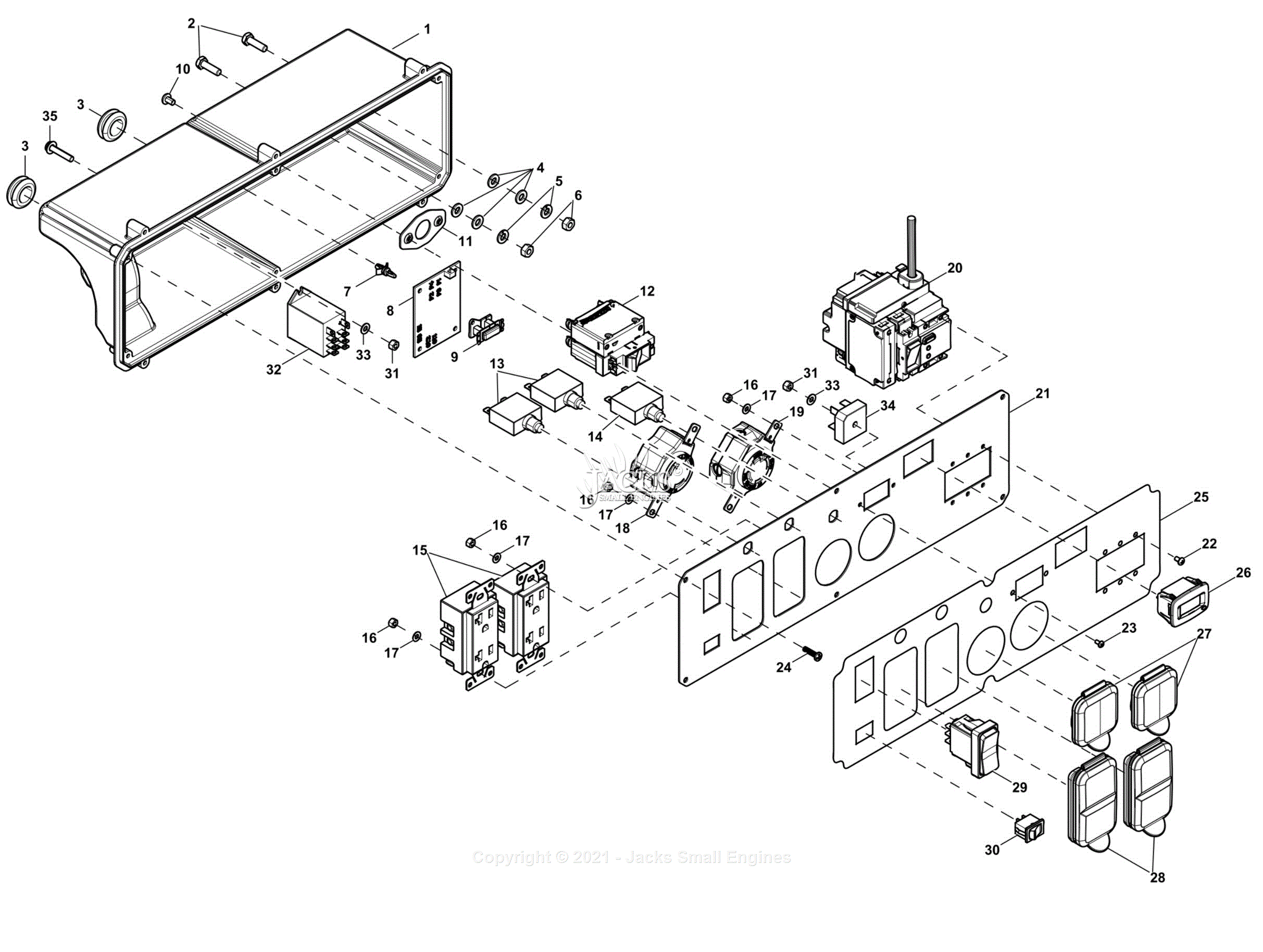 Generac G0068230 Parts Diagram for Exploded View (Control Panel)