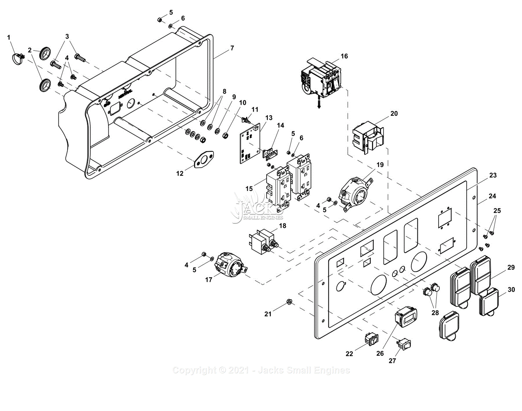 Generac 0059292 Parts Diagram for Exploded View (Control Panel)