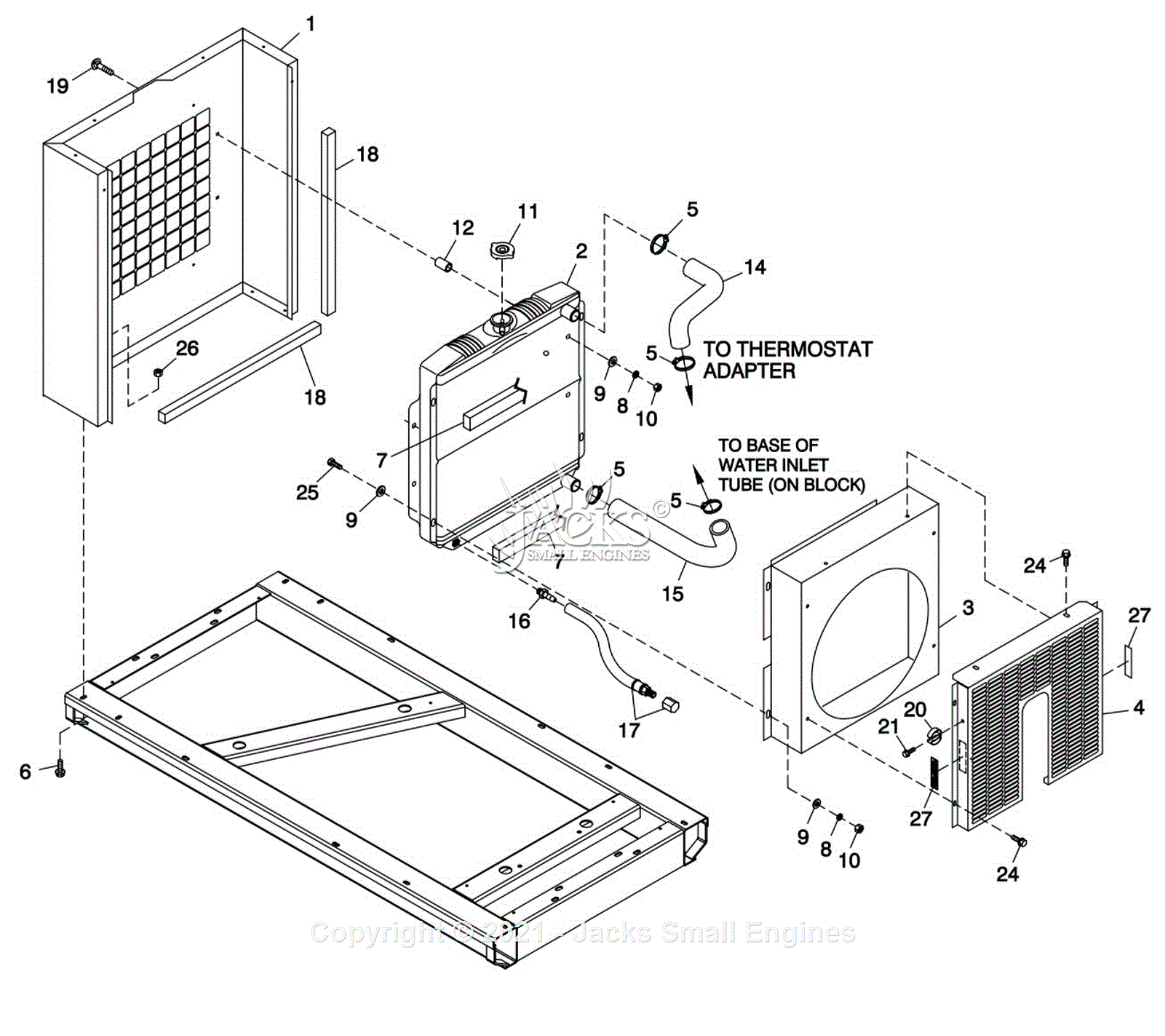 Generac 0050300 Parts Diagram for Unit - Radiator Mounting