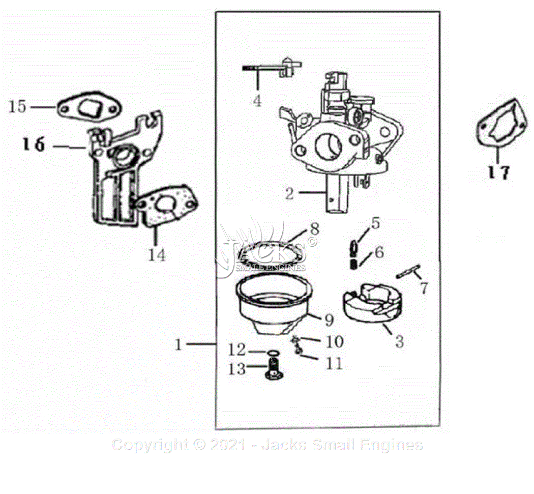 Generac 005993R0 Parts Diagram for Engine 6 Carburetor