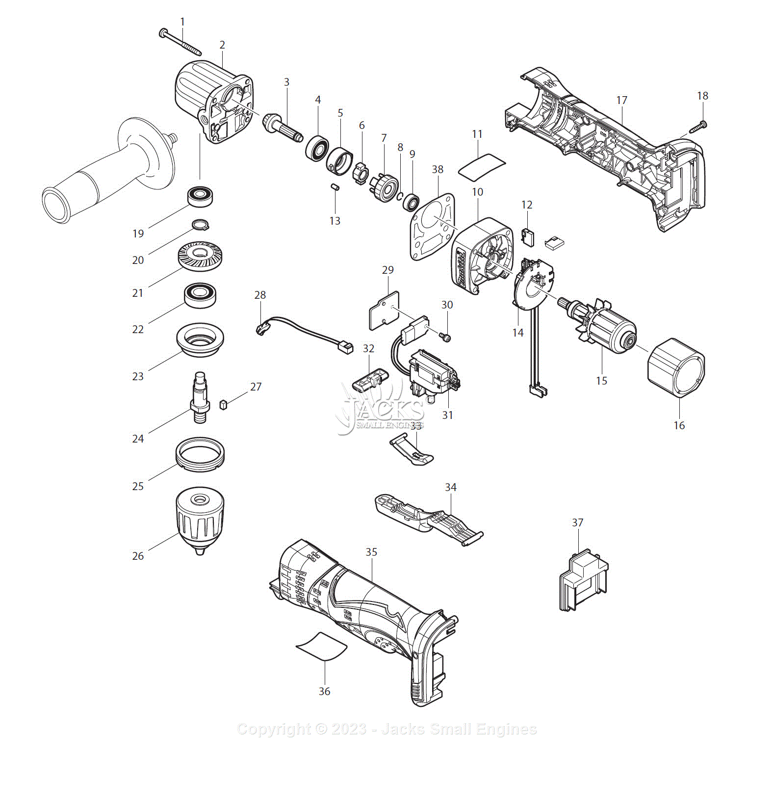 Makita XAD02Z Parts Diagram for Parts List