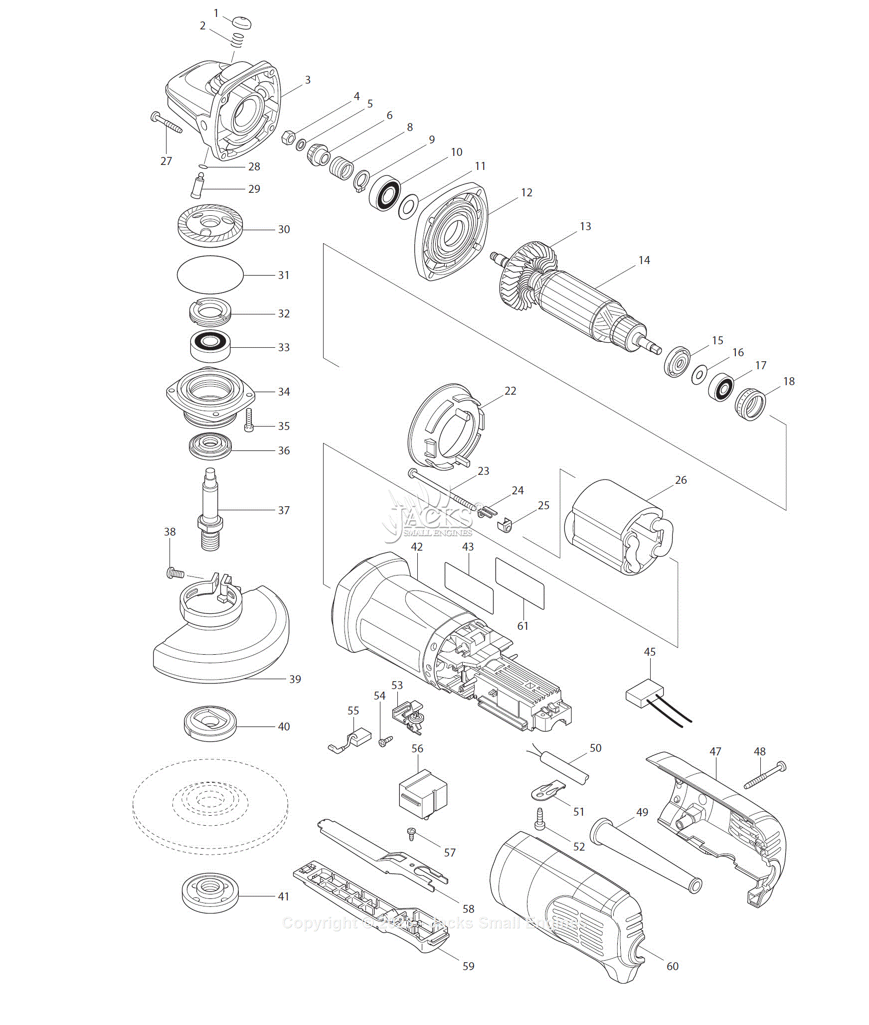 Makita 9564P Parts Diagram for Parts List