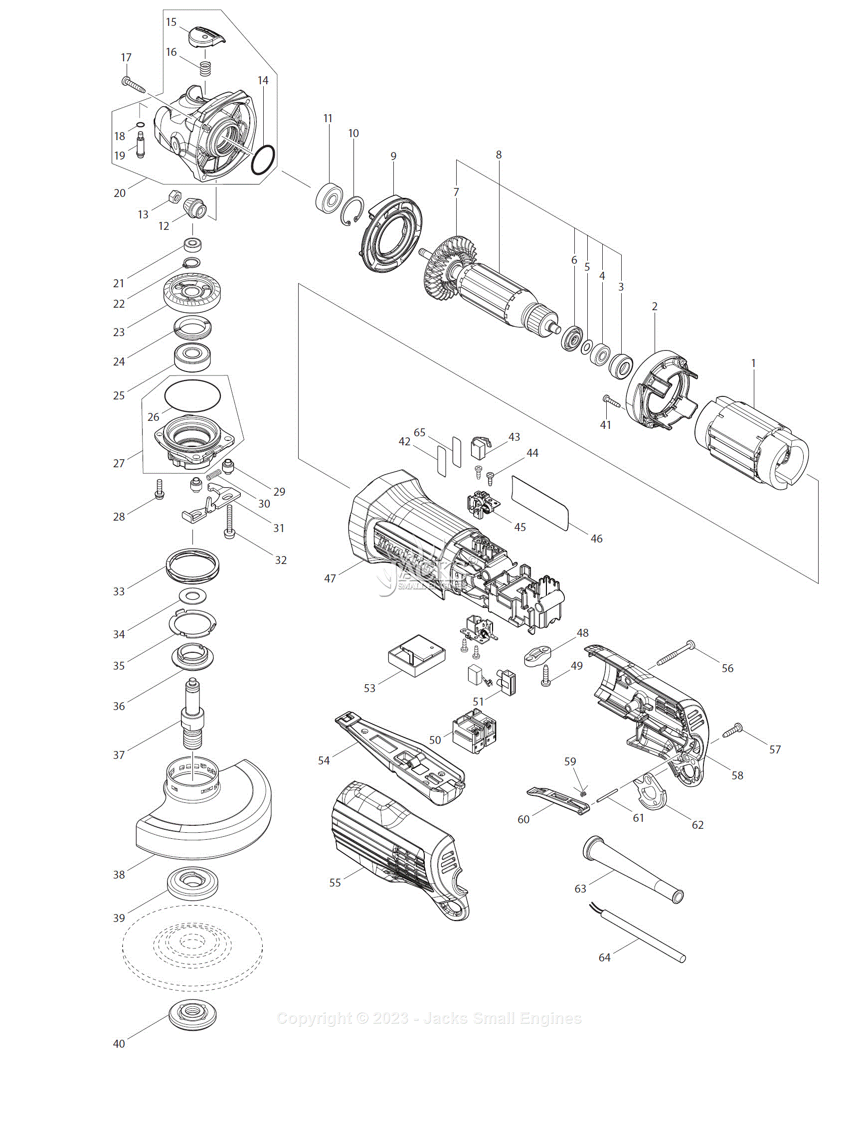 Makita GA4553R Parts Diagram for Parts List