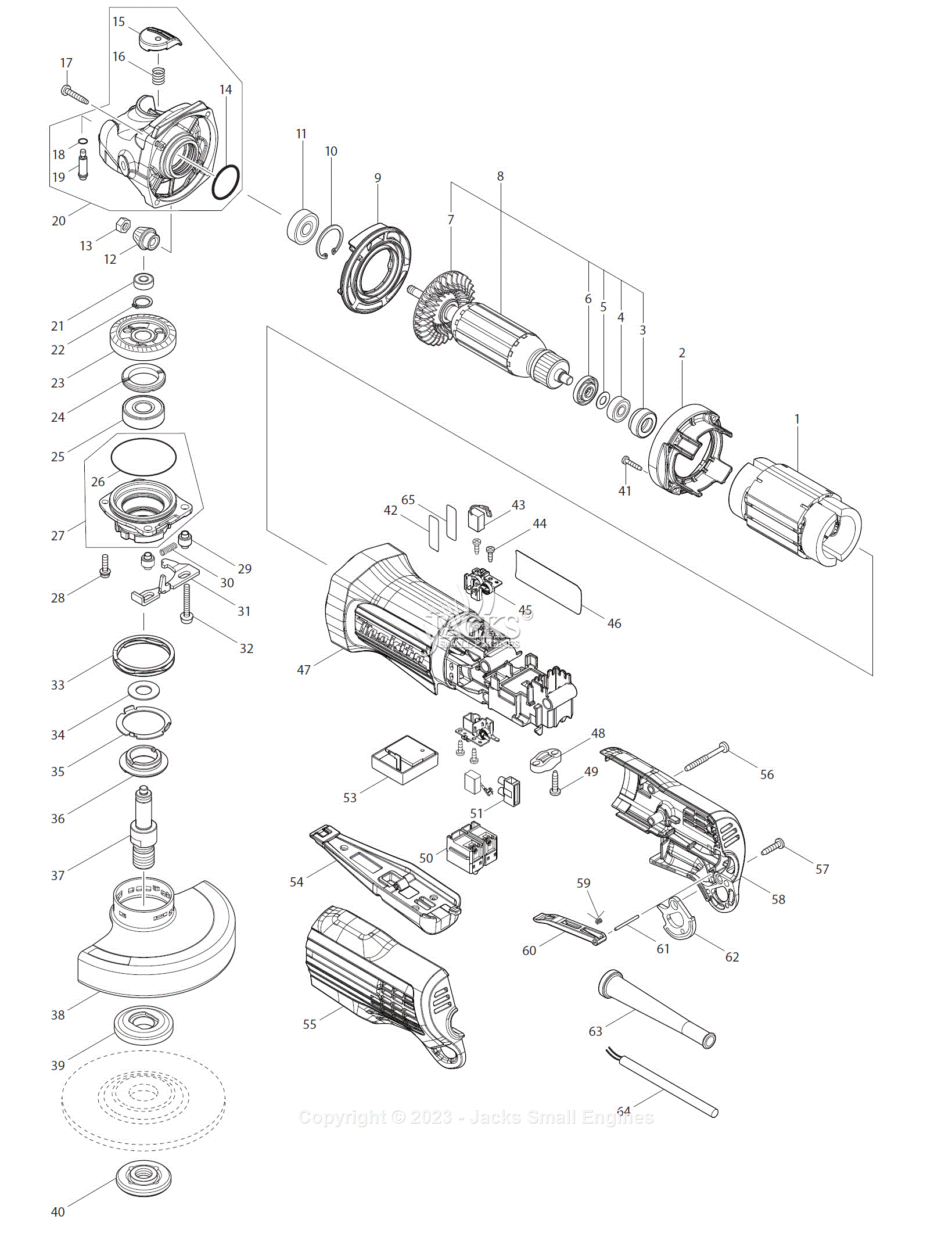 Makita GA5053R Parts Diagram for Parts List