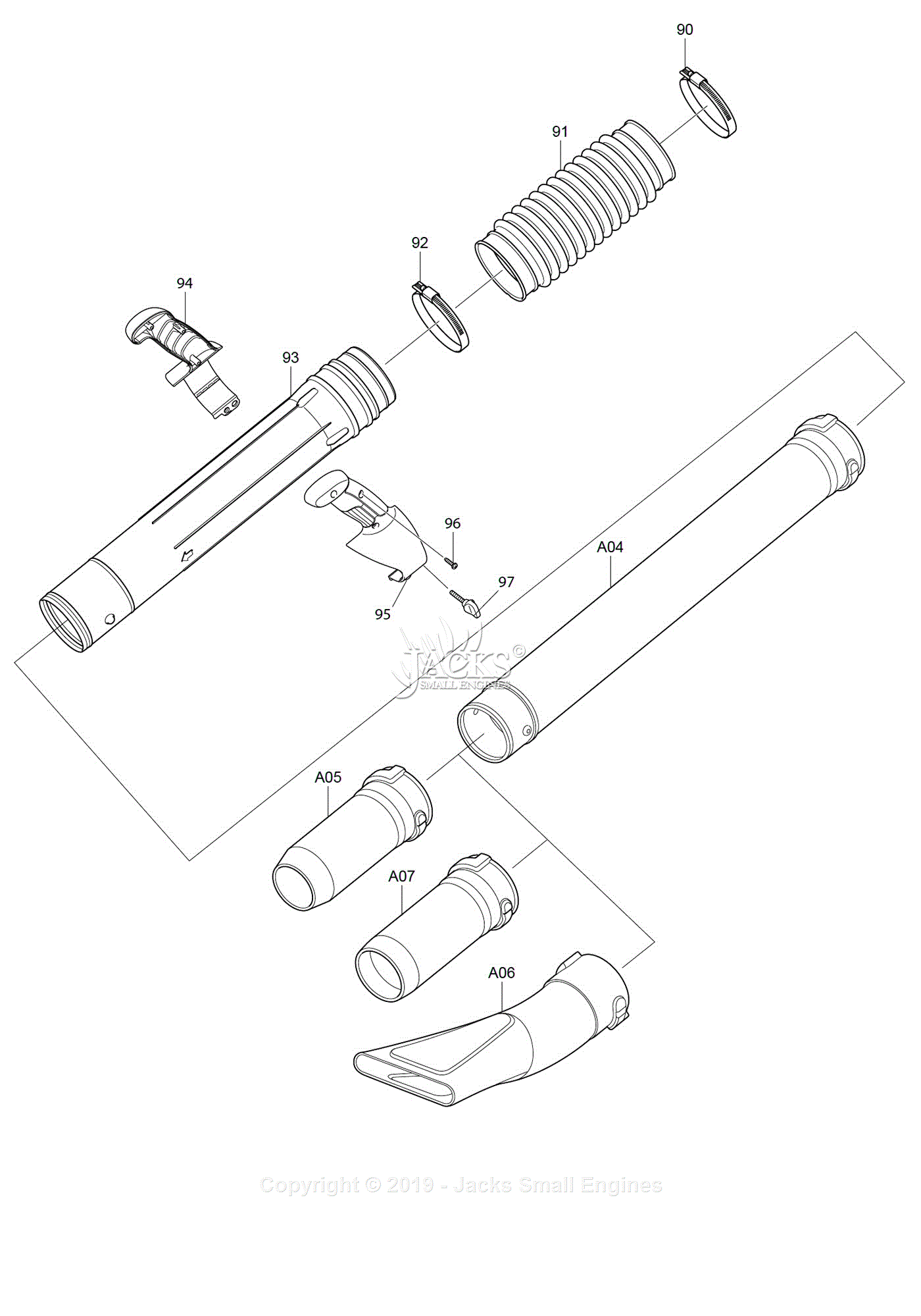 Makita EB5300WH Parts Diagram for 8 - Tube Assembly