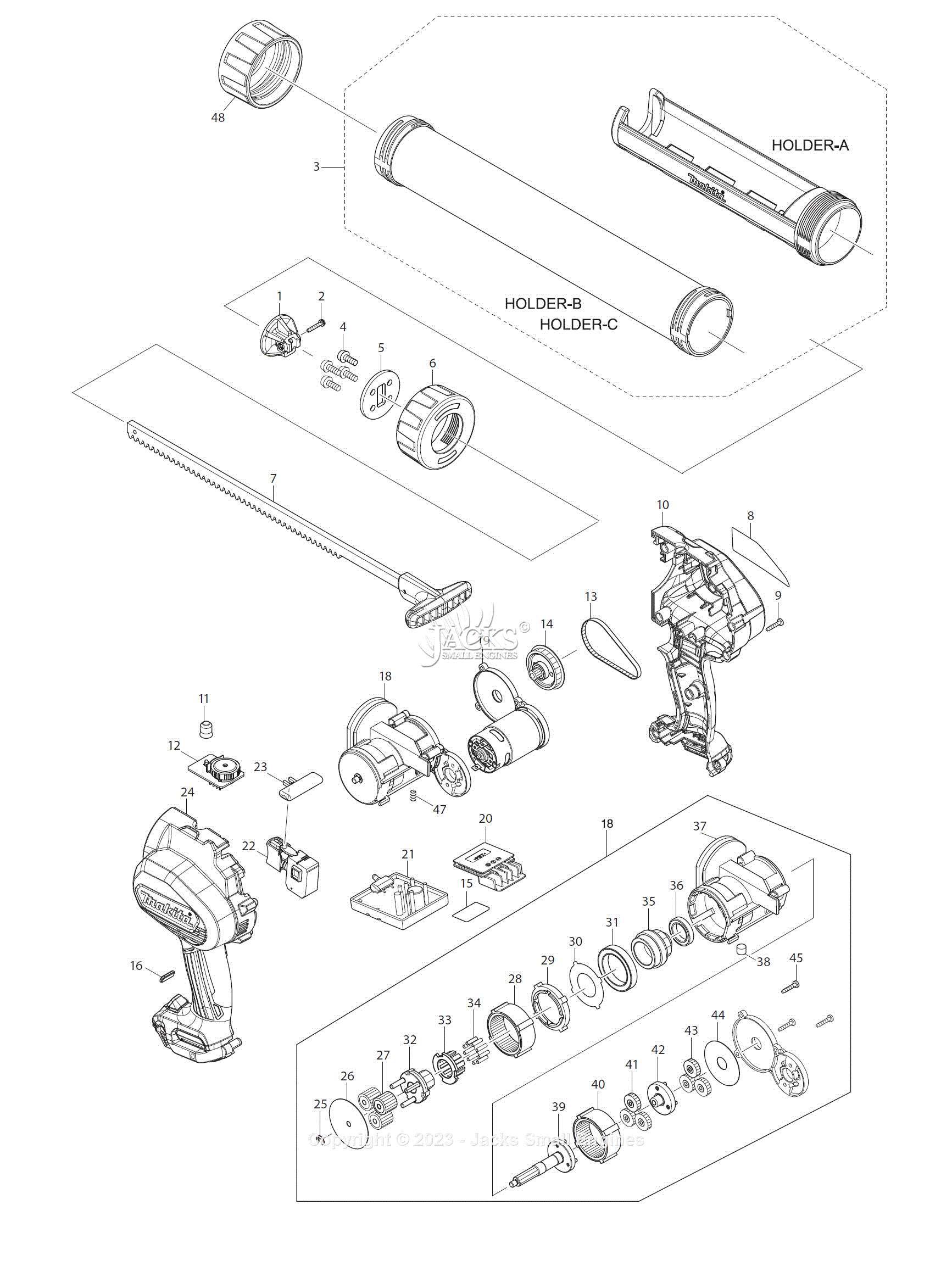 Makita GC01ZB Parts Diagram for Parts List