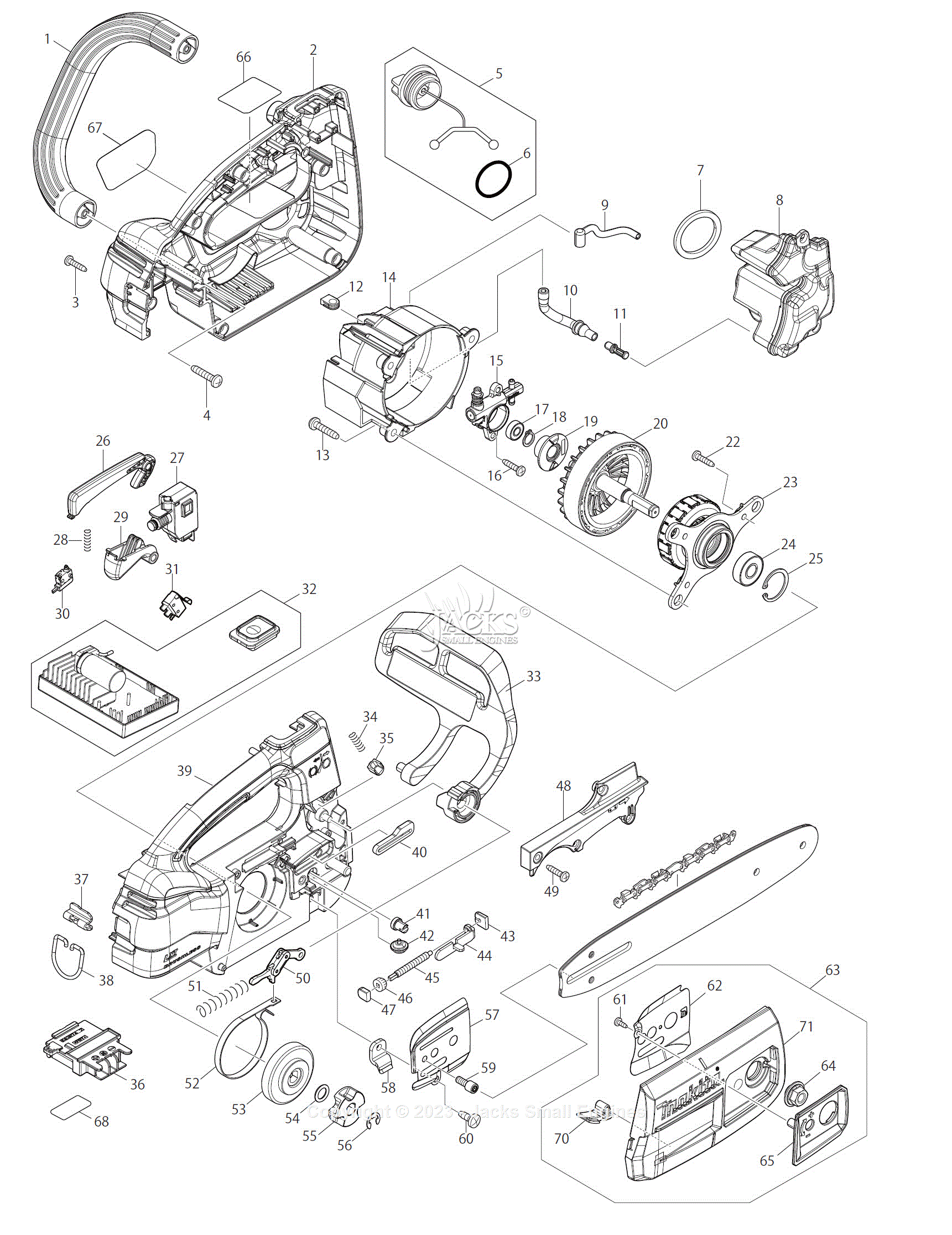 Makita ADCU10Z Parts Diagram for Parts List