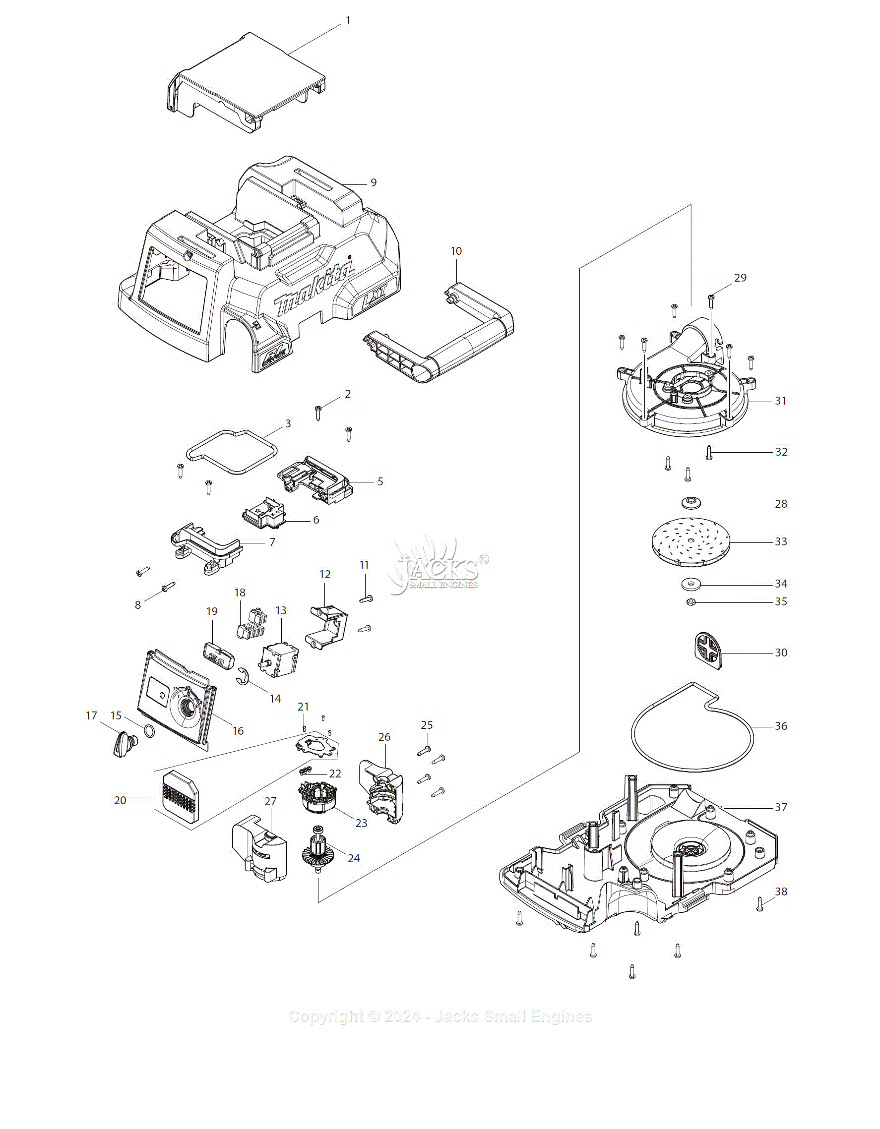 Makita XCV11Z Parts Diagram for Parts List - 1