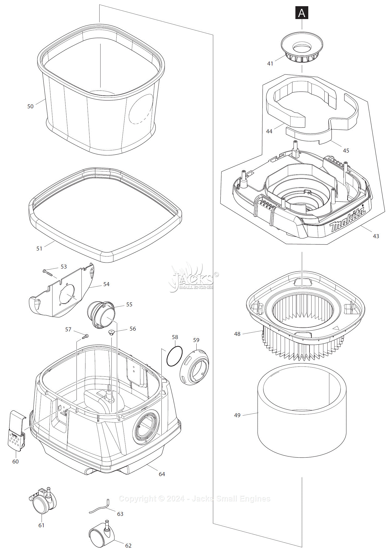 Makita XCV21ZX Parts Diagram for Parts List - 1