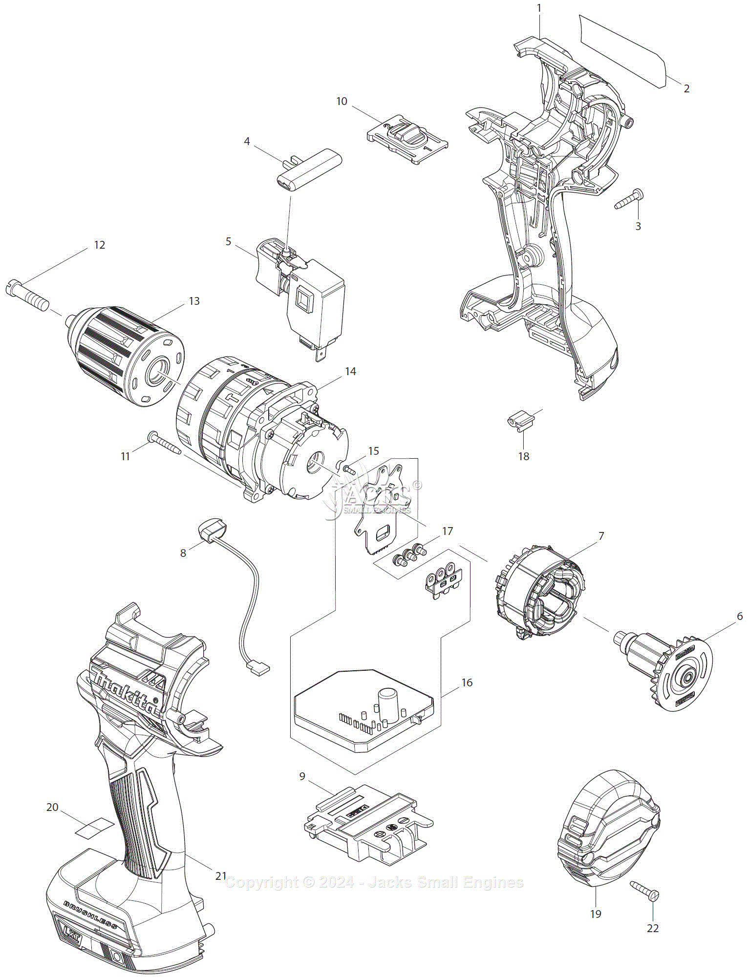 Makita XPH12Z Parts Diagram for Parts List