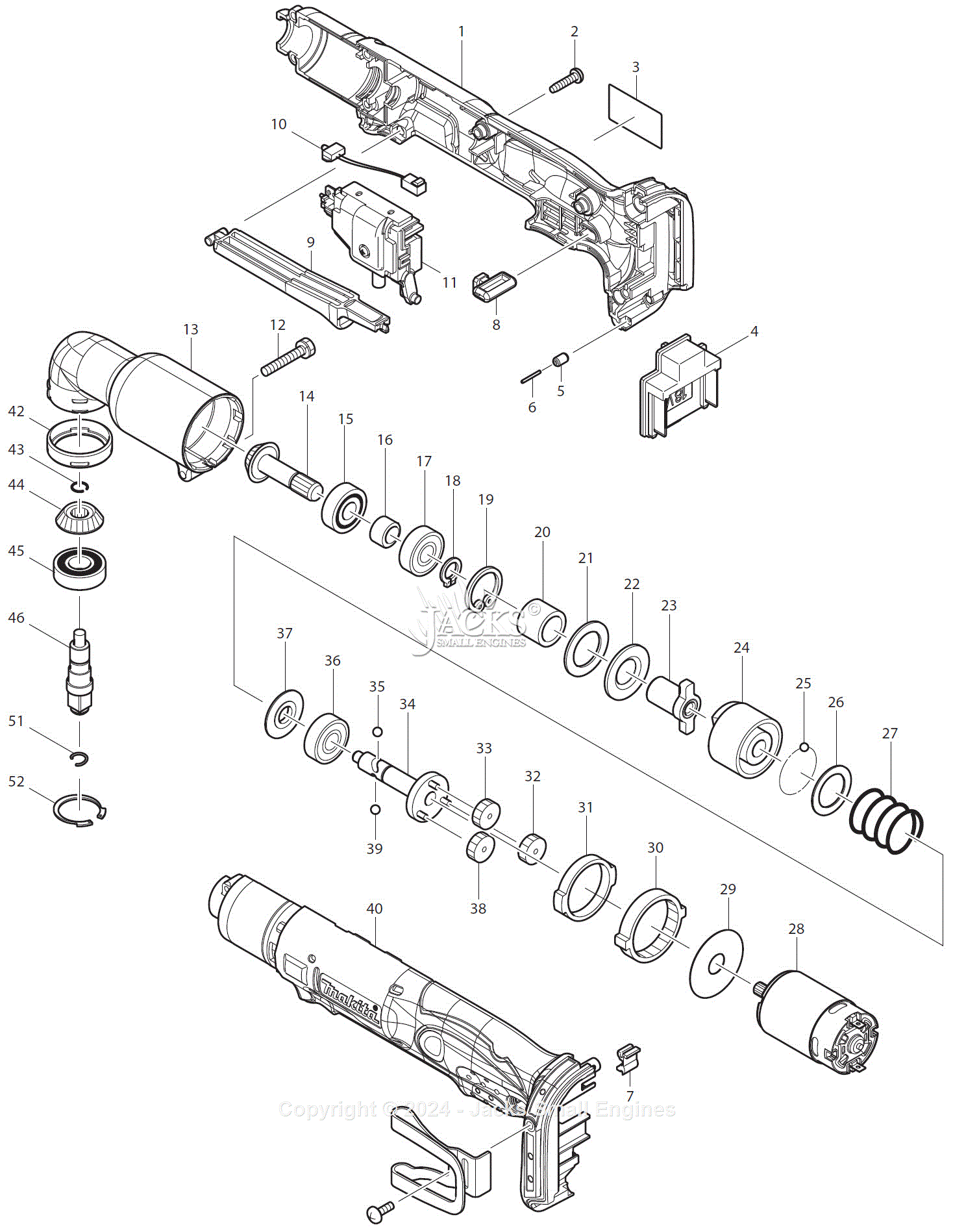 Makita XLT02Z Parts Diagram for Parts List