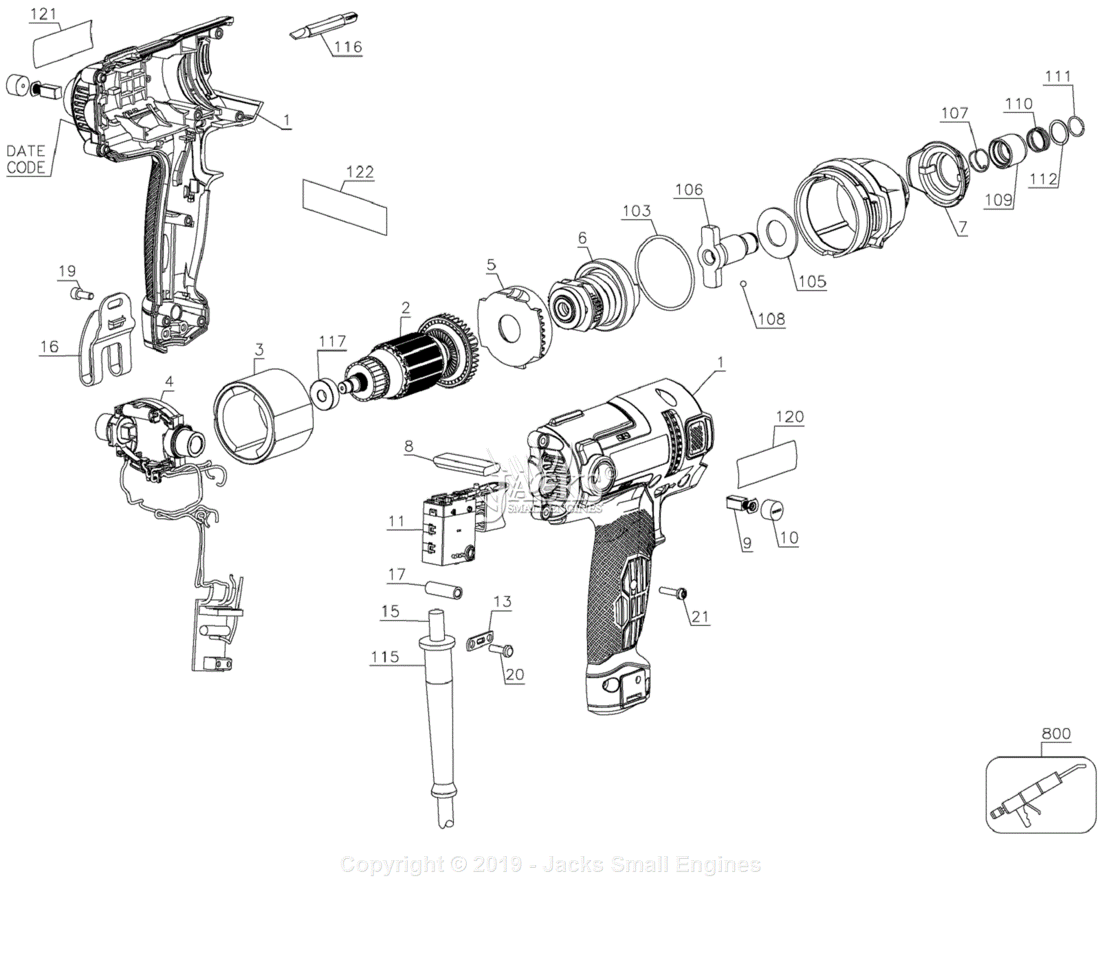 Porter Cable PCE201 Parts Diagrams