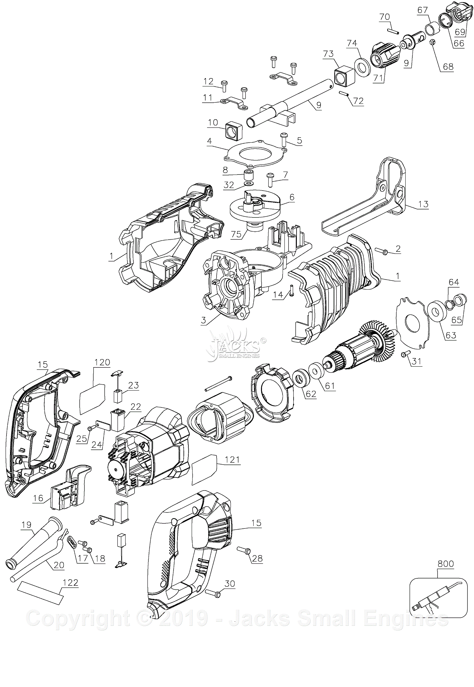 Porter Cable PC75TRS Parts Diagram for Assembly