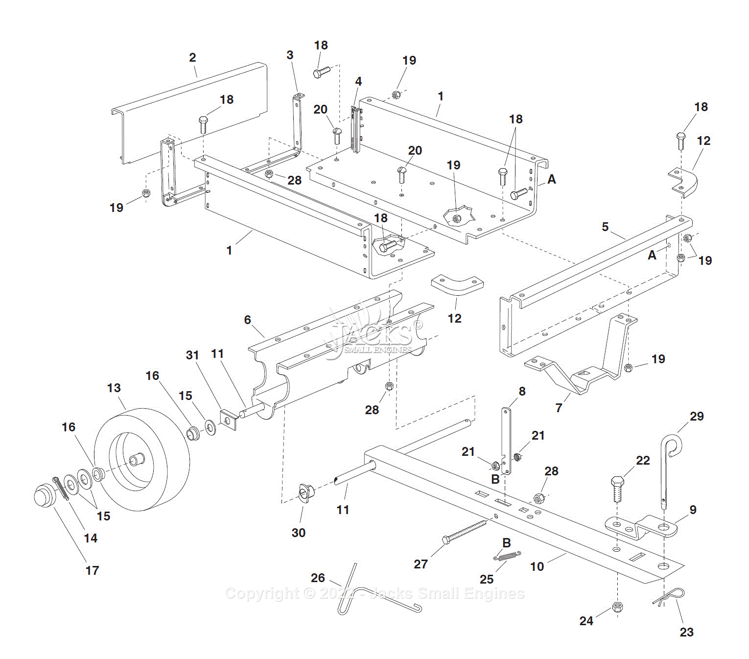 Agri-Fab 45-01013-999 750 lb. Steel Cart Parts Diagram for Parts List