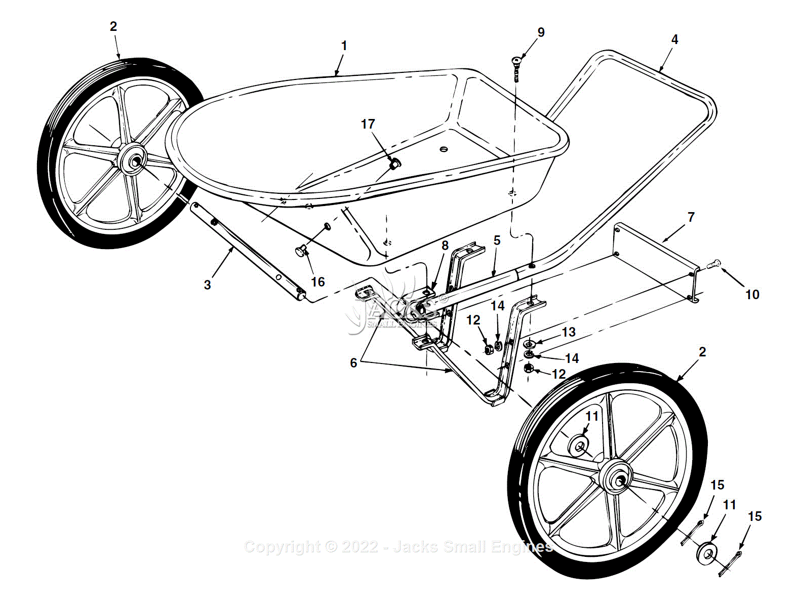 Agri-Fab 45-02261 6 cu. ft. Poly Garden Push Cart Parts Diagram for ...