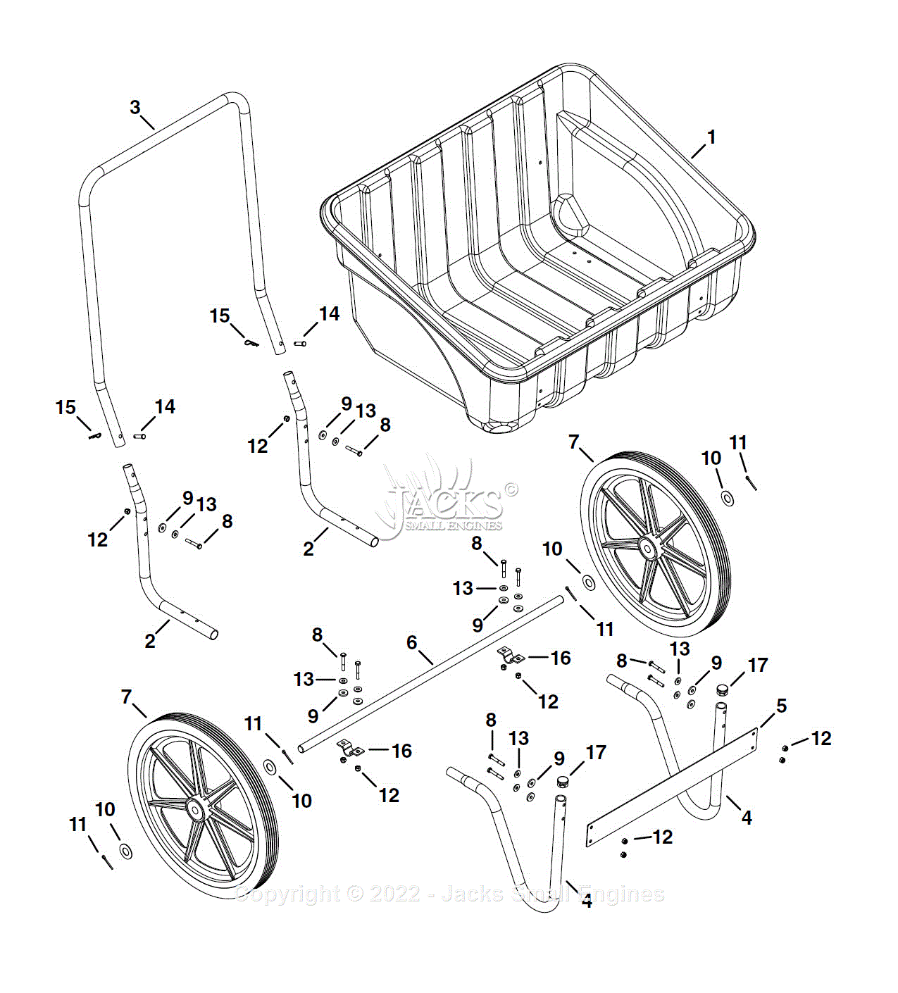 Agri-Fab 45-05281 200 lb. Carry-All Cart Parts Diagram for Parts List