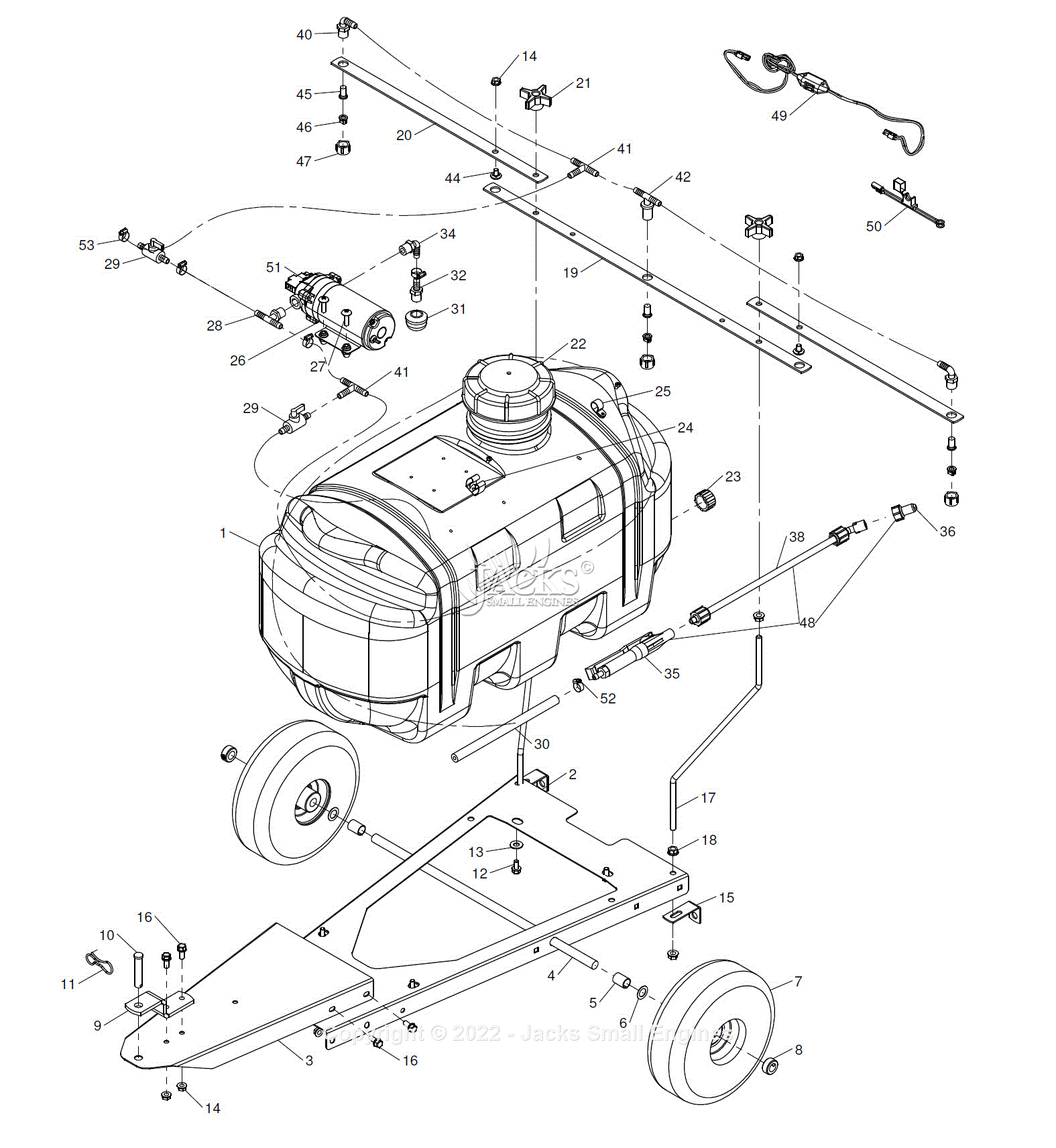 AgriFab LP19479 25 ga TowBehind Sprayer Parts Diagram for Parts List