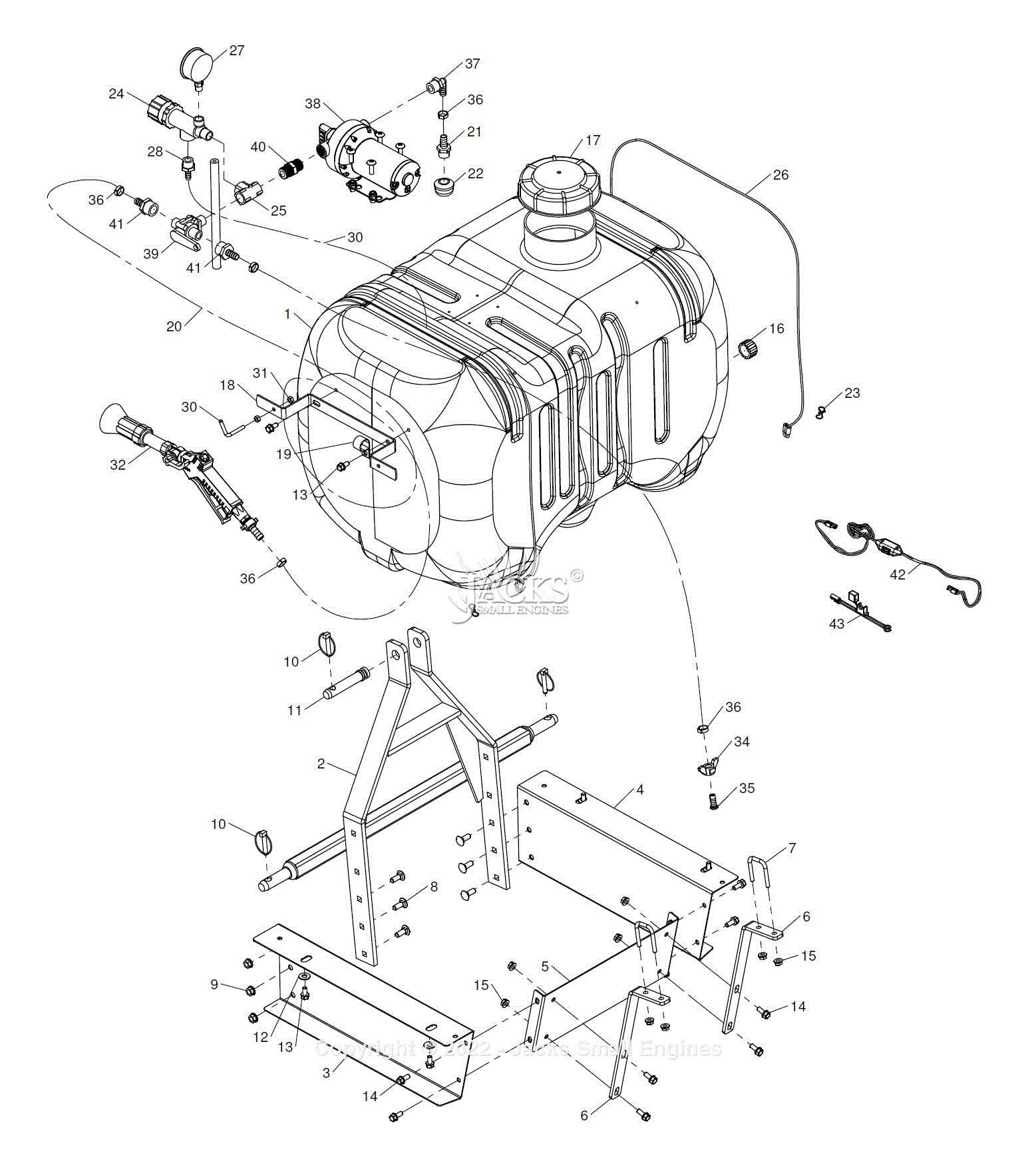 Agri Fab Lp22886 45 Gal Deluxe 3 Point Sprayer Parts Diagram For Parts List 0913